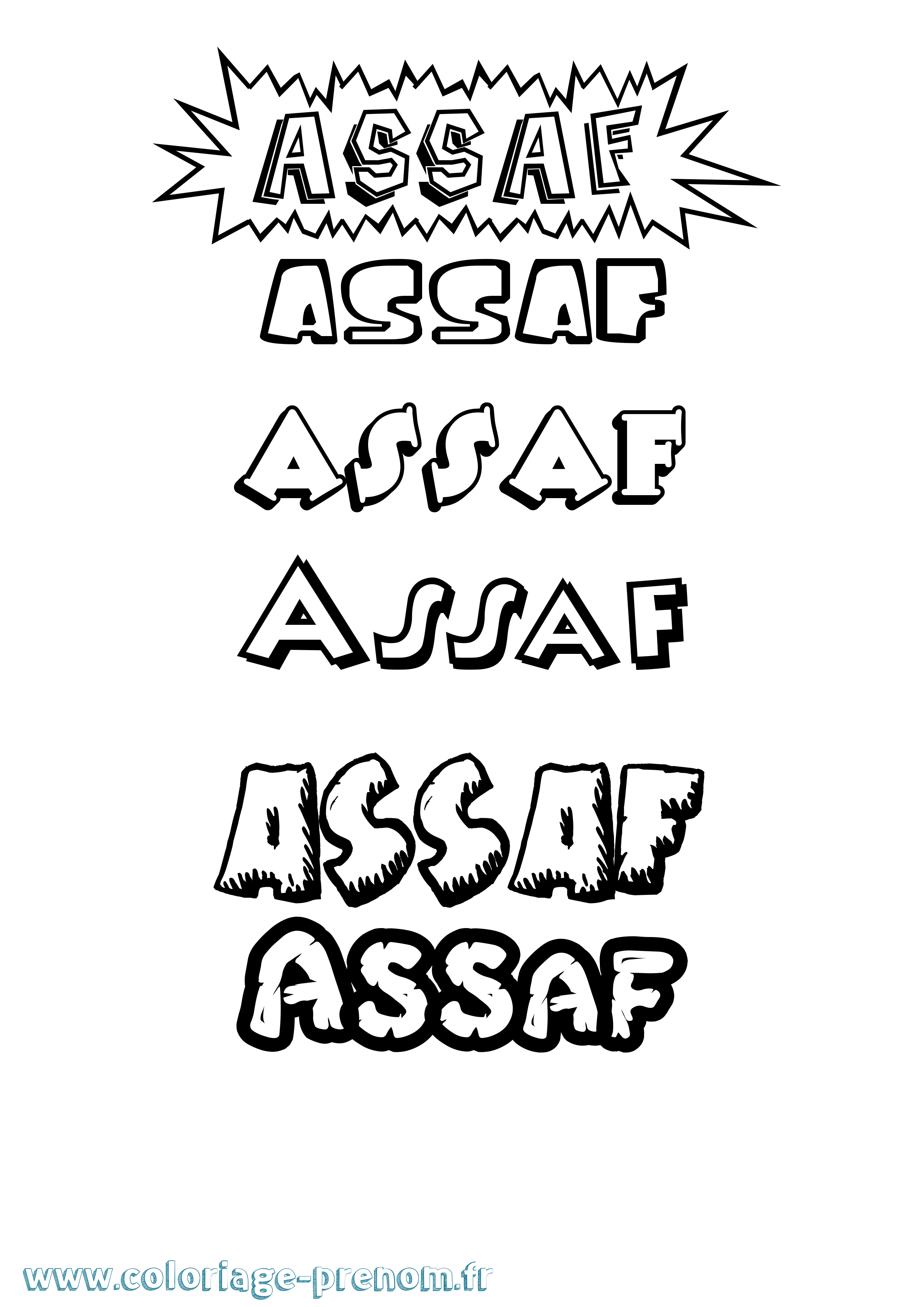 Coloriage prénom Assaf Dessin Animé