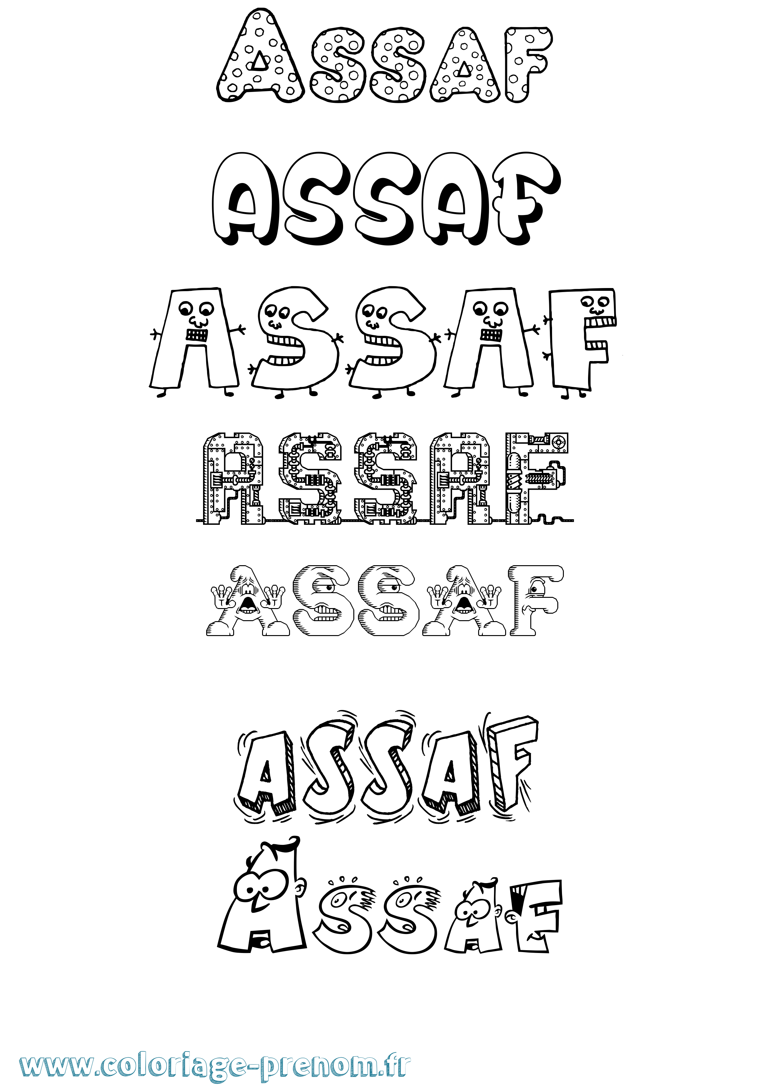 Coloriage prénom Assaf Fun