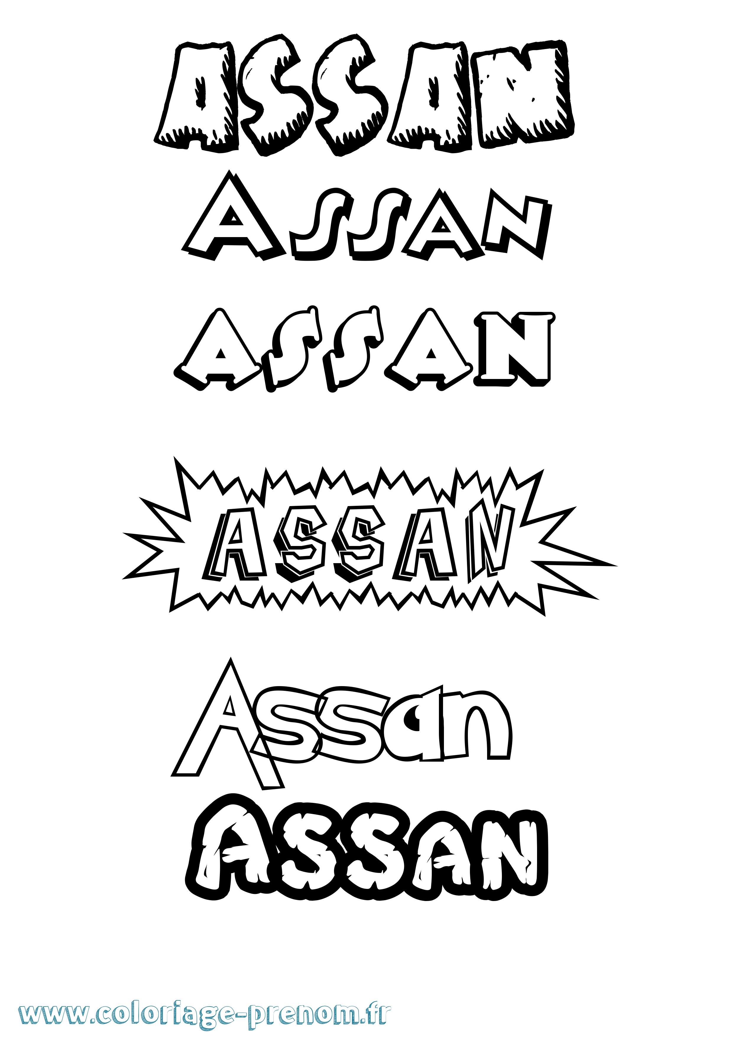 Coloriage prénom Assan Dessin Animé