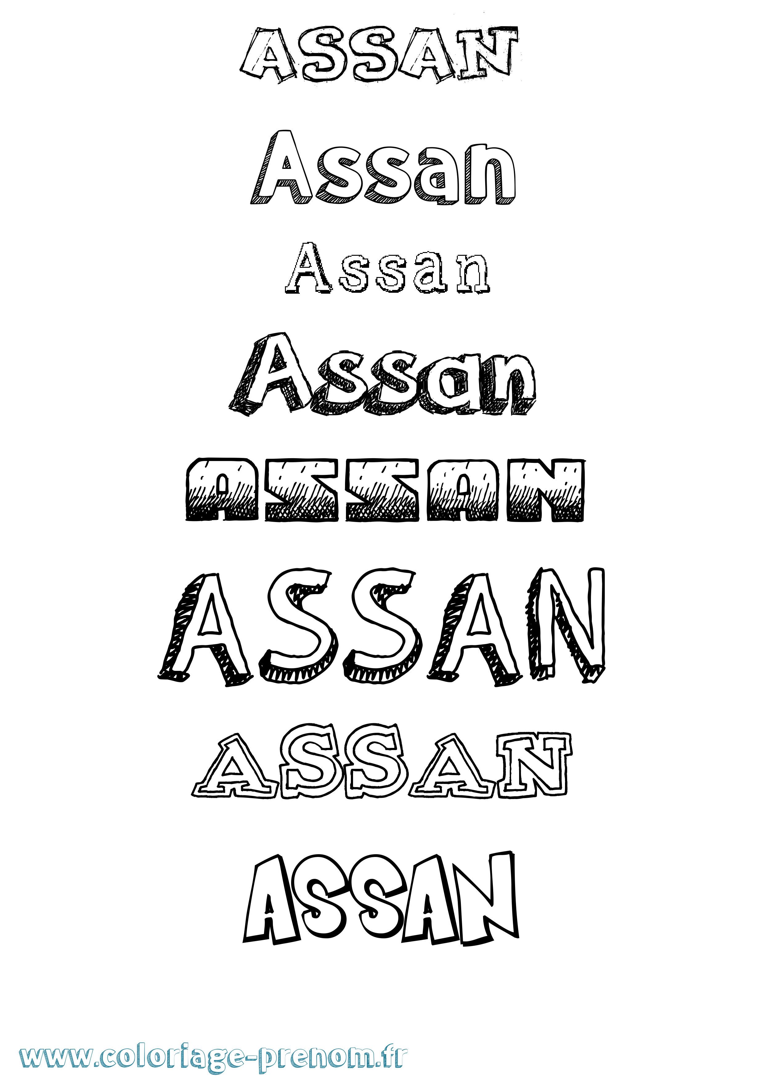 Coloriage prénom Assan Dessiné