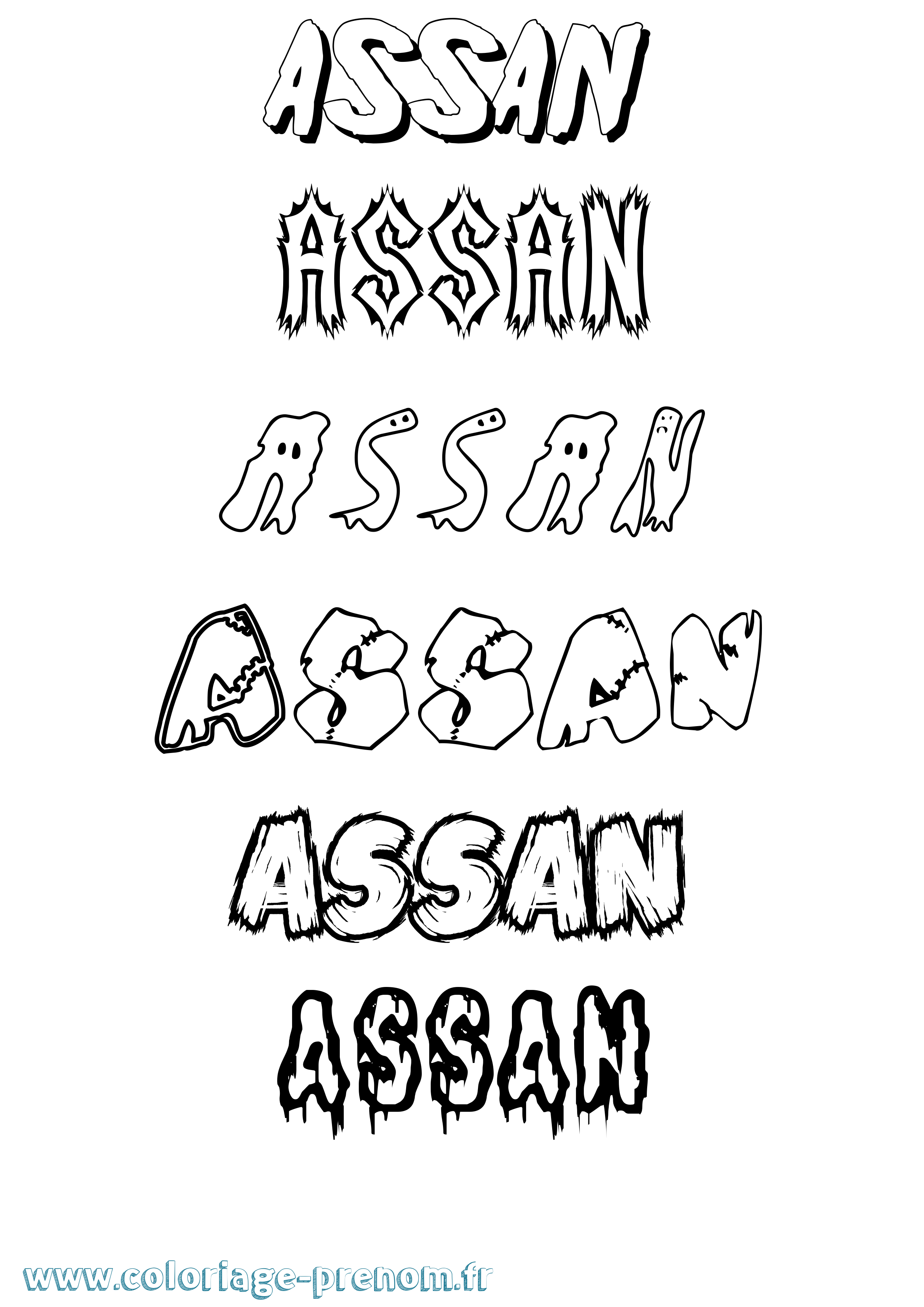 Coloriage prénom Assan Frisson