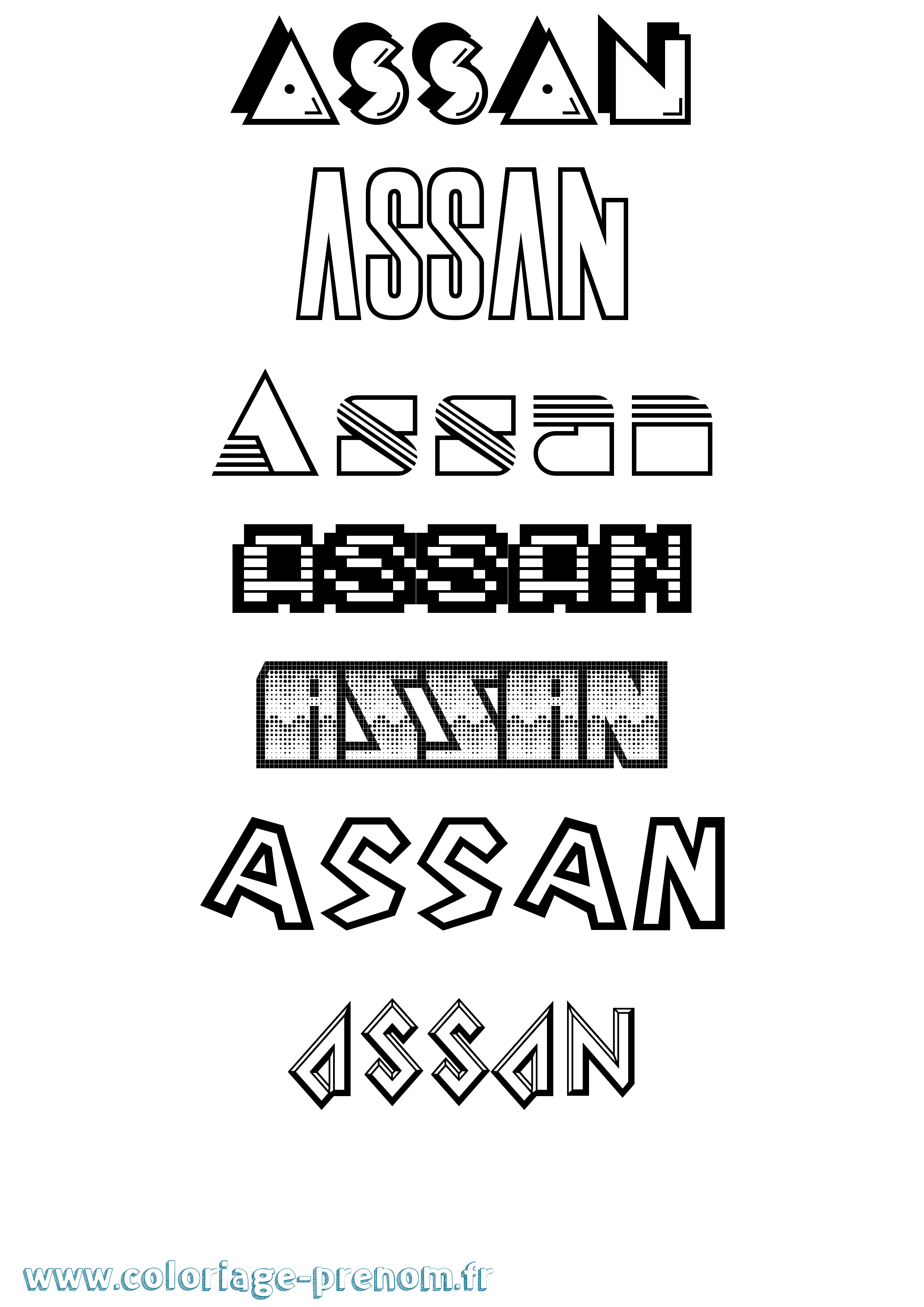 Coloriage prénom Assan Jeux Vidéos