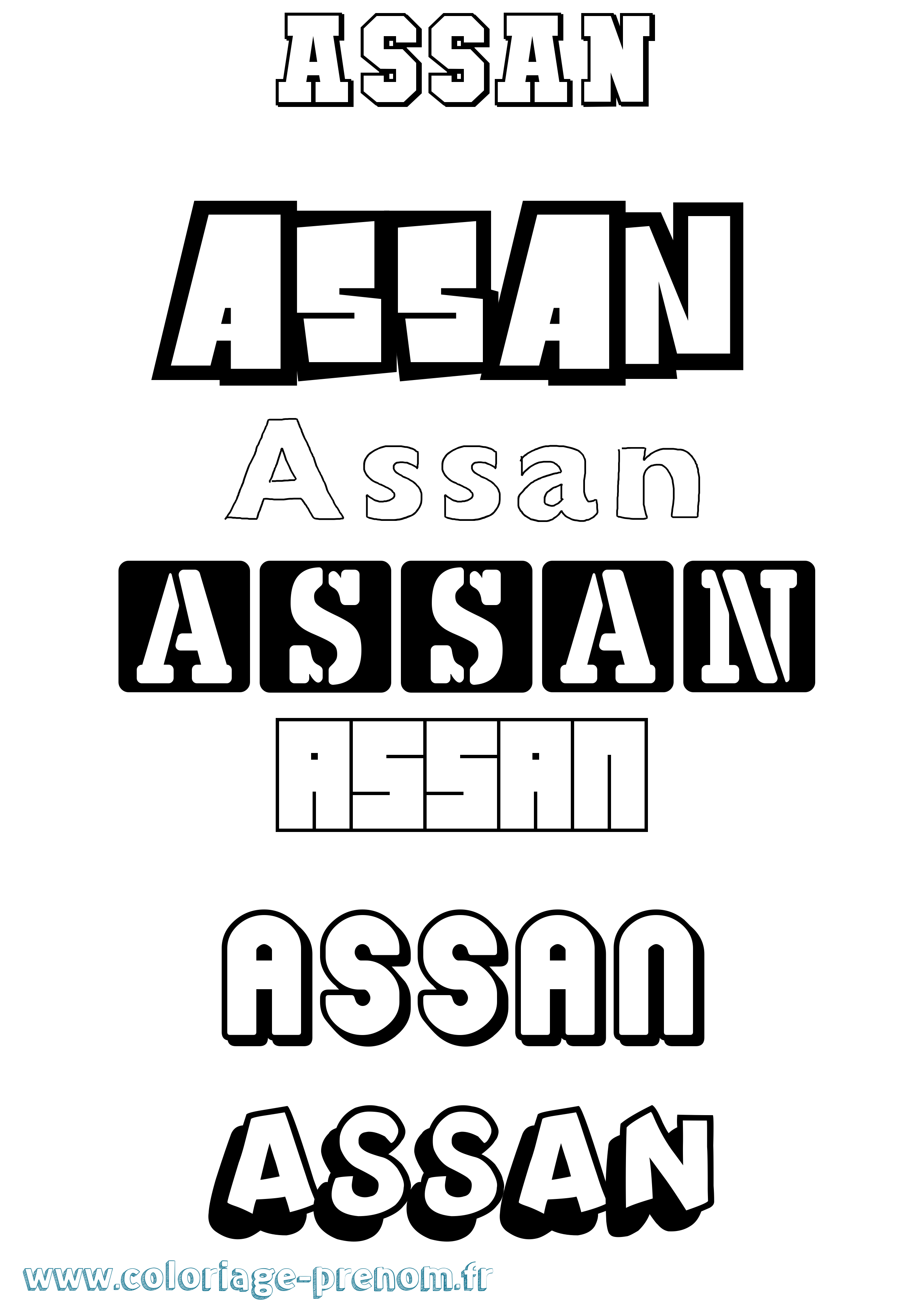 Coloriage prénom Assan Simple