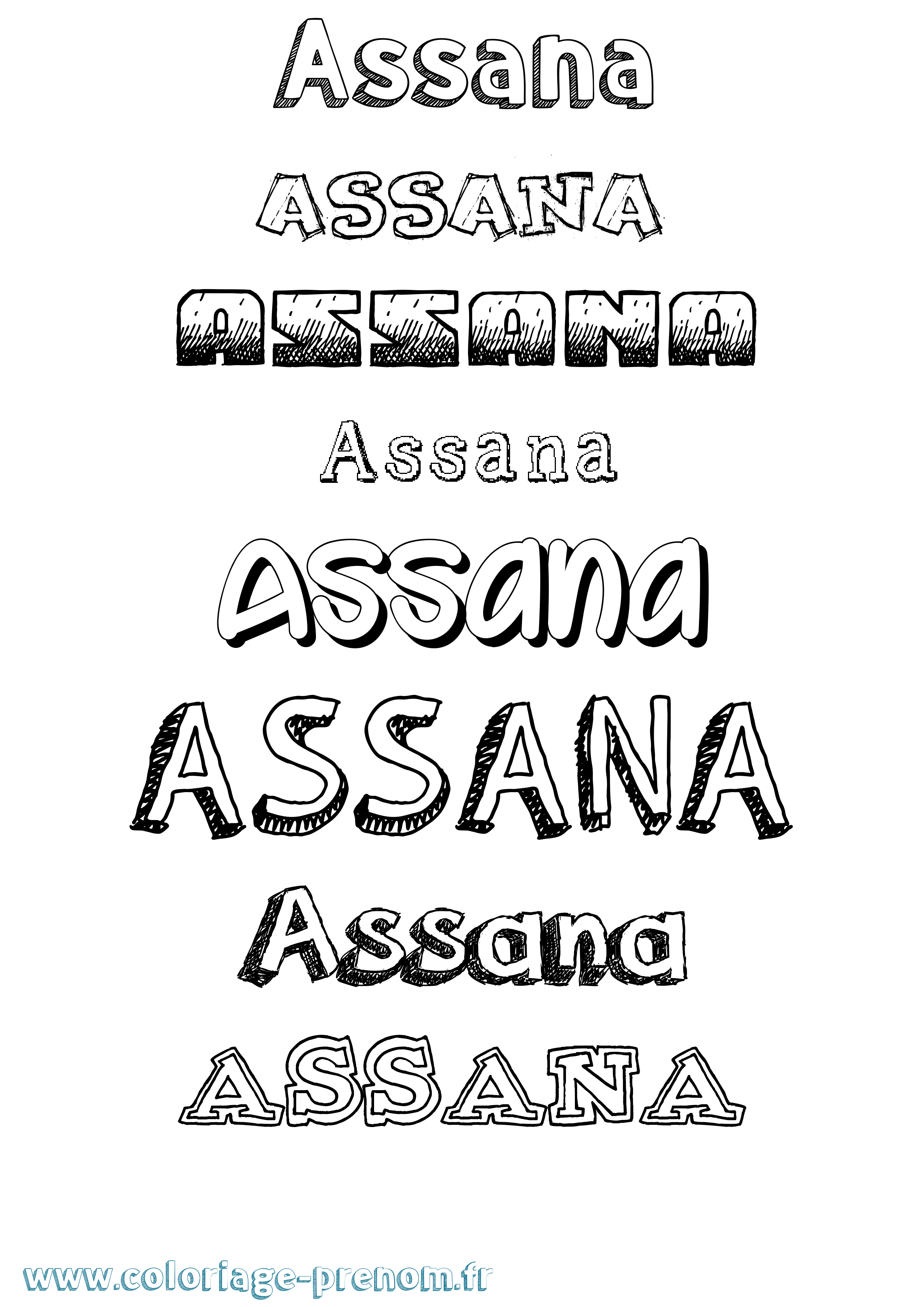 Coloriage prénom Assana Dessiné