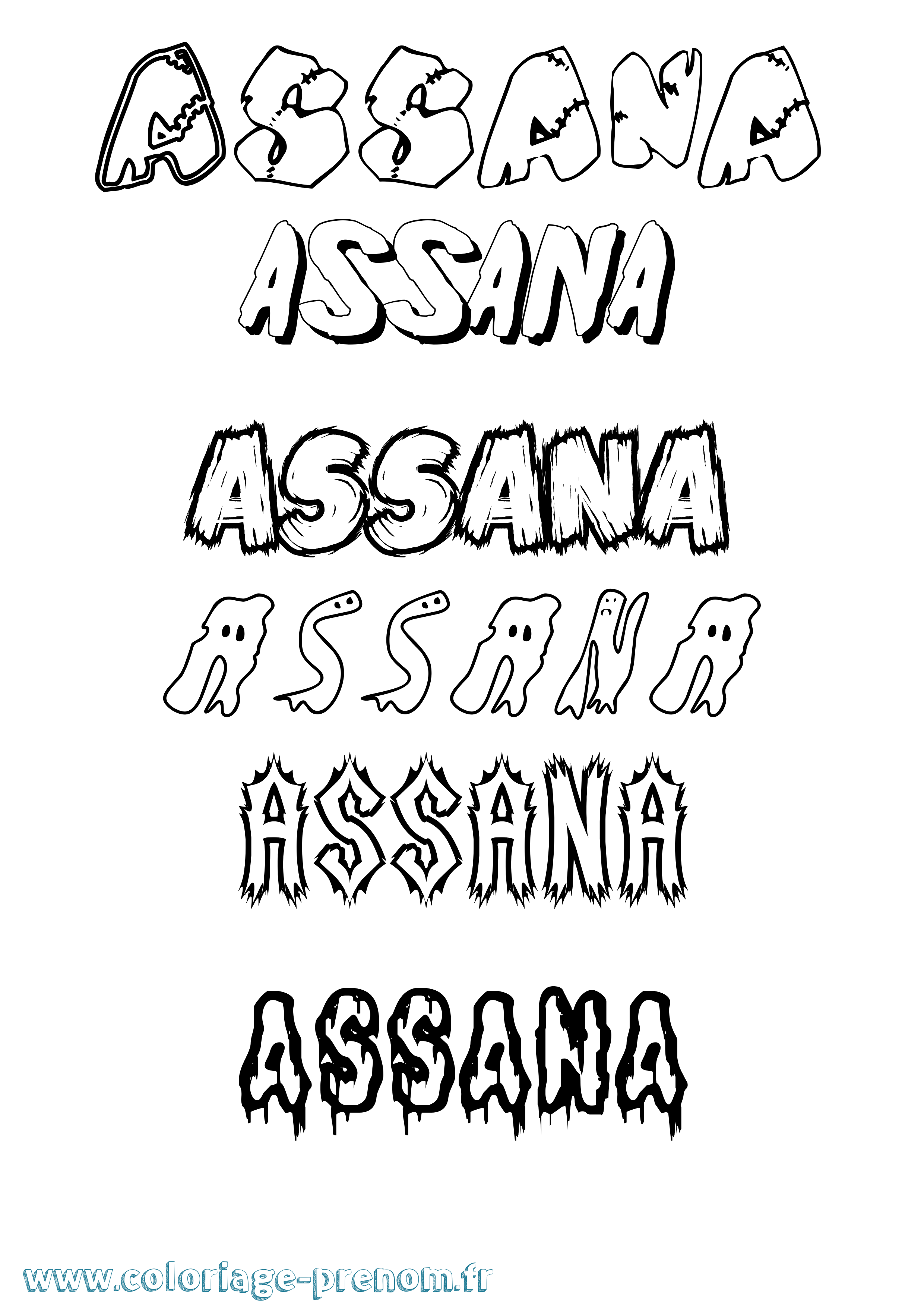 Coloriage prénom Assana Frisson