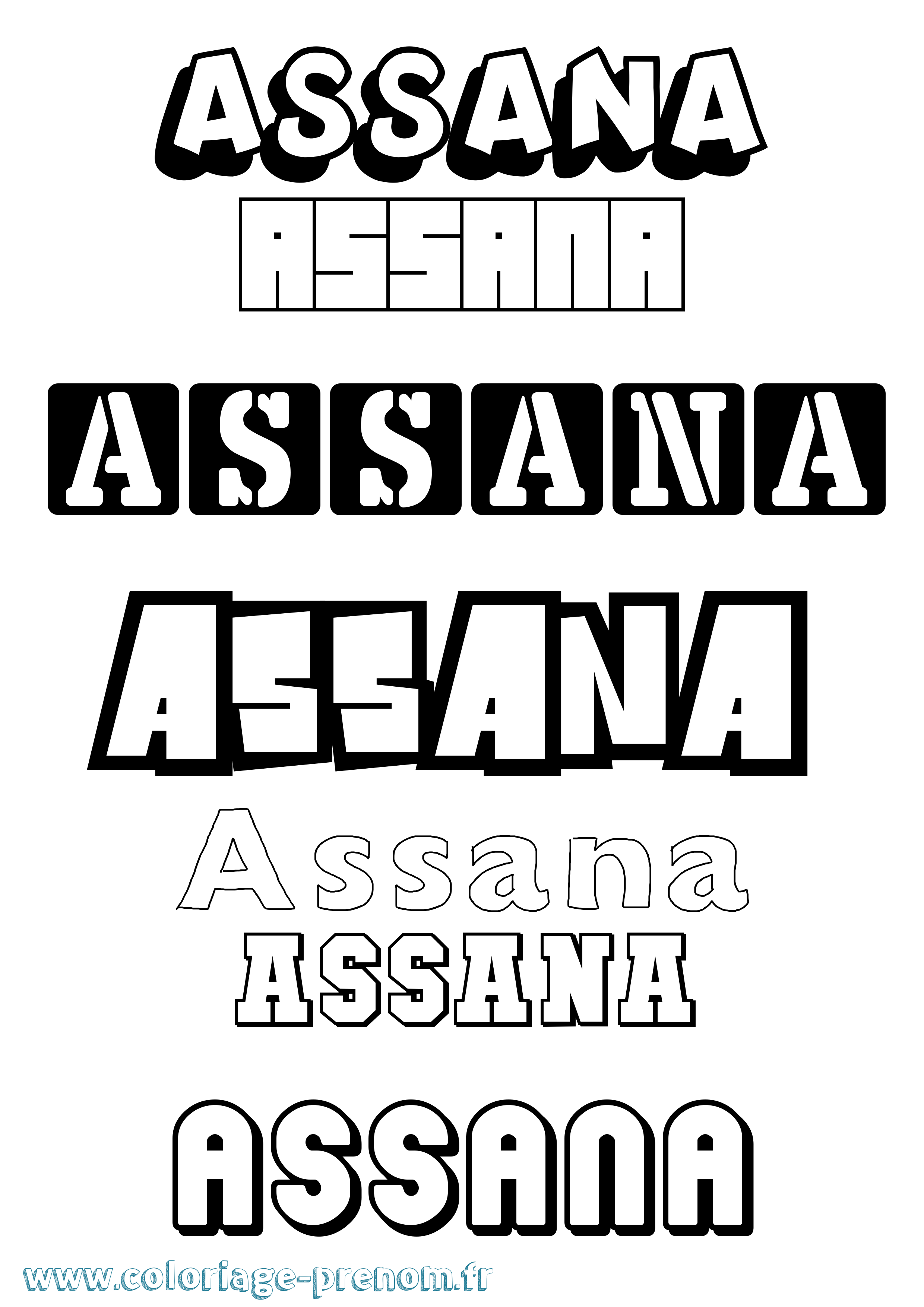 Coloriage prénom Assana Simple