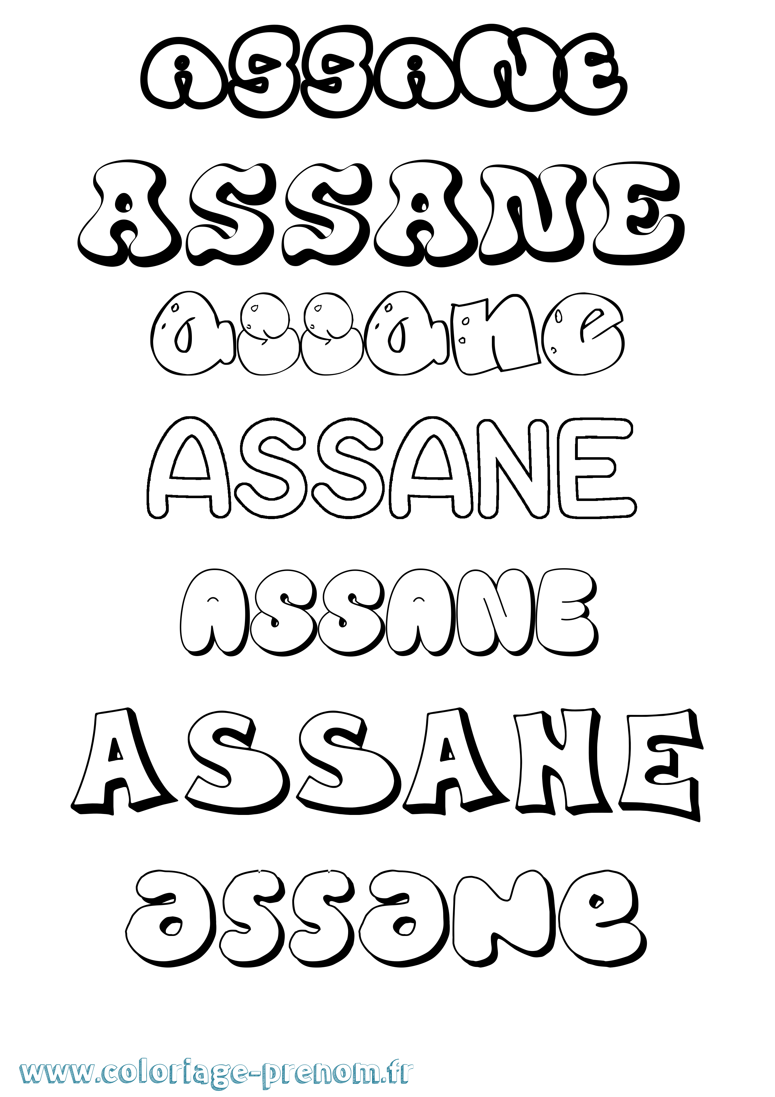 Coloriage Assane Bubble Coloriage prénom Assane Bubble
