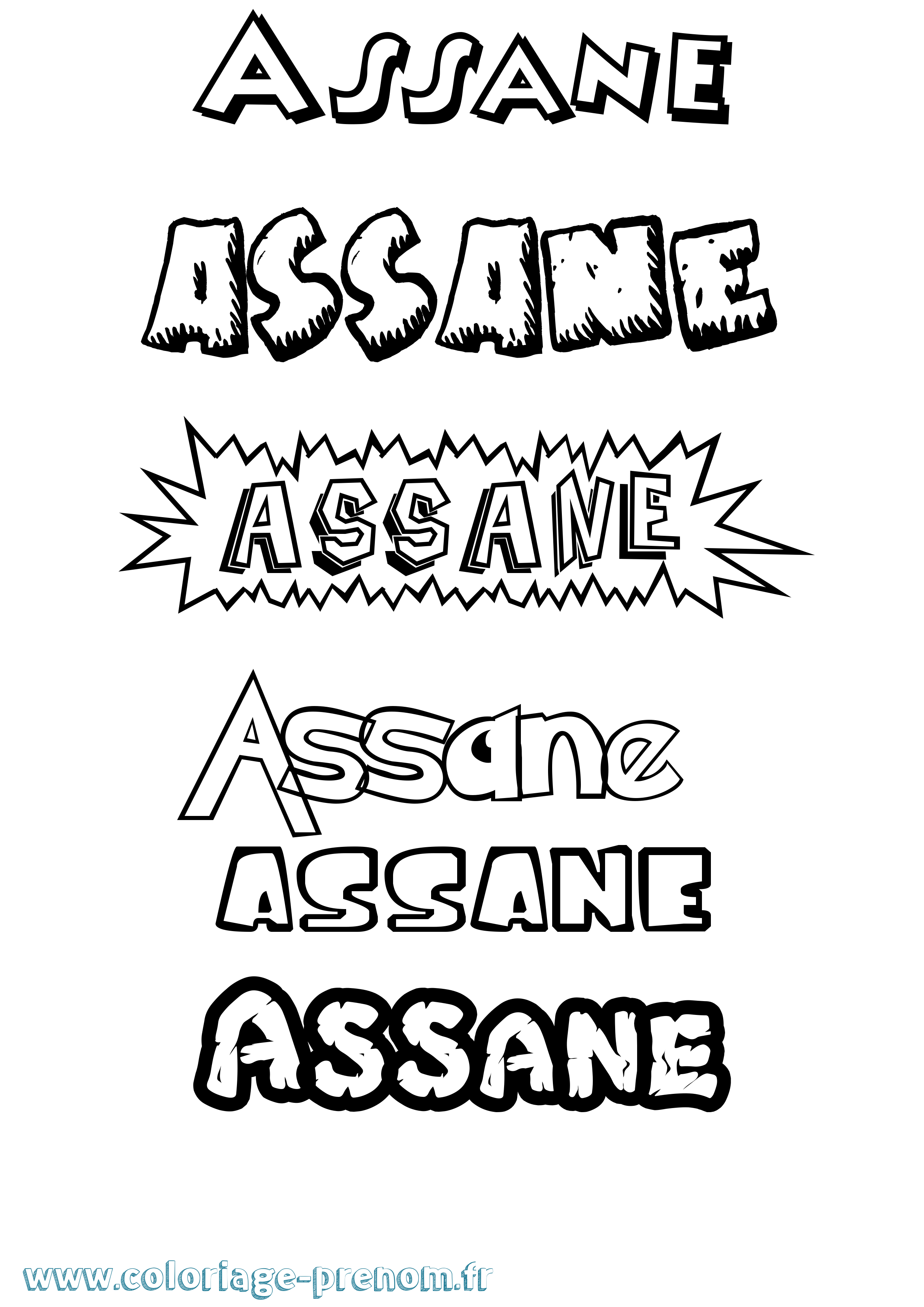 Coloriage Assane Dessin Animé Coloriage prénom Assane Dessin Animé