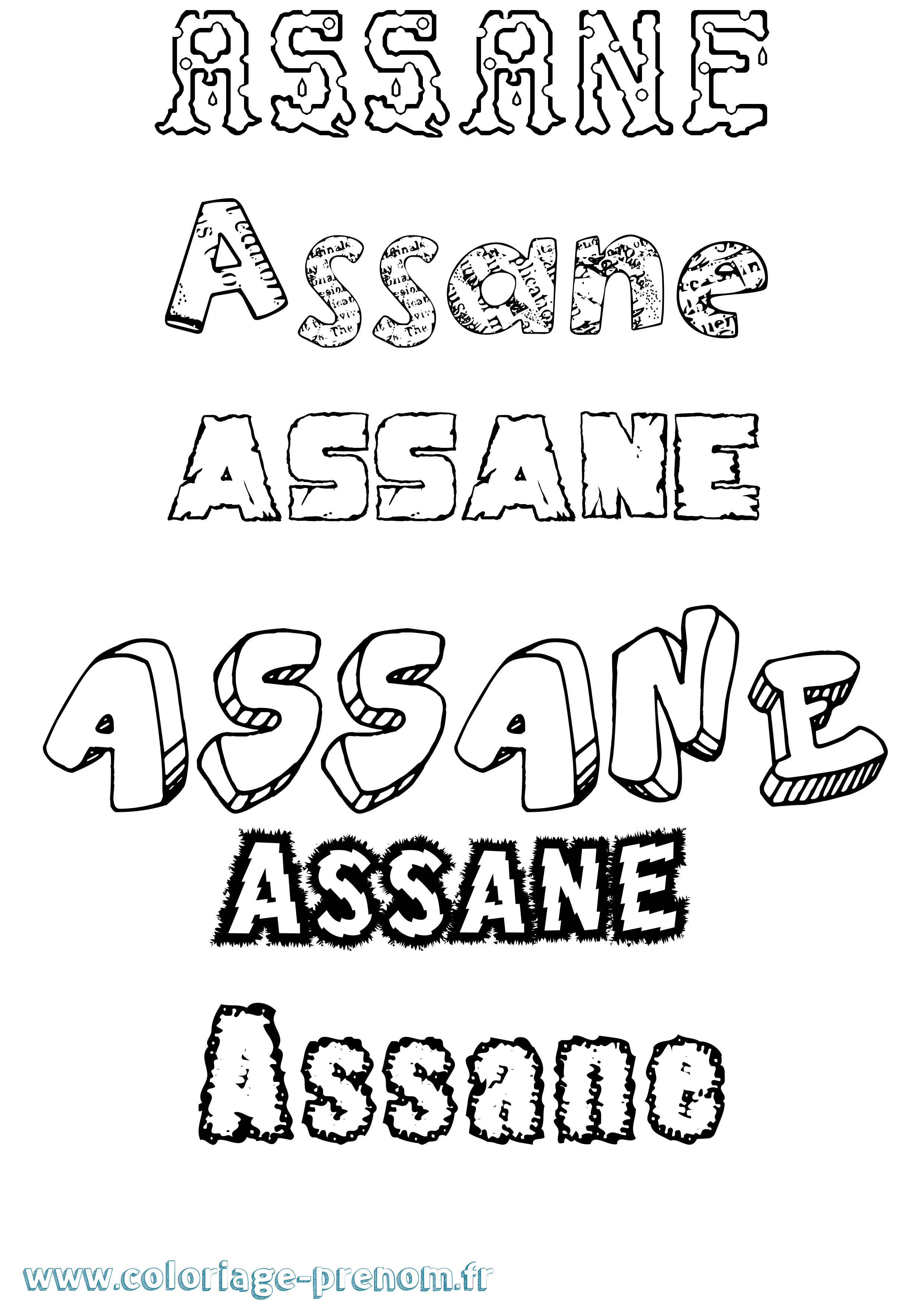 Coloriage Assane Destructuré Coloriage prénom Assane Destructuré