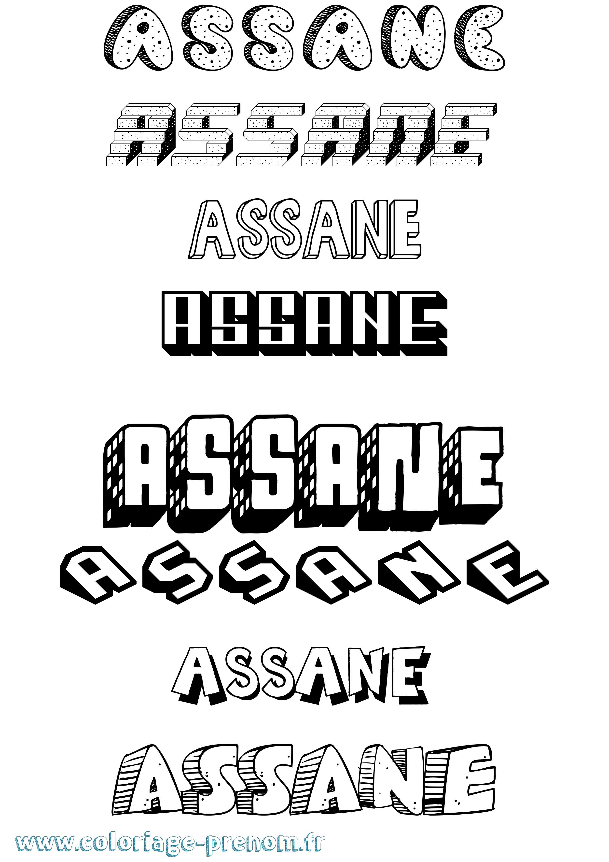 Coloriage Assane Effet 3D Coloriage prénom Assane Effet 3D