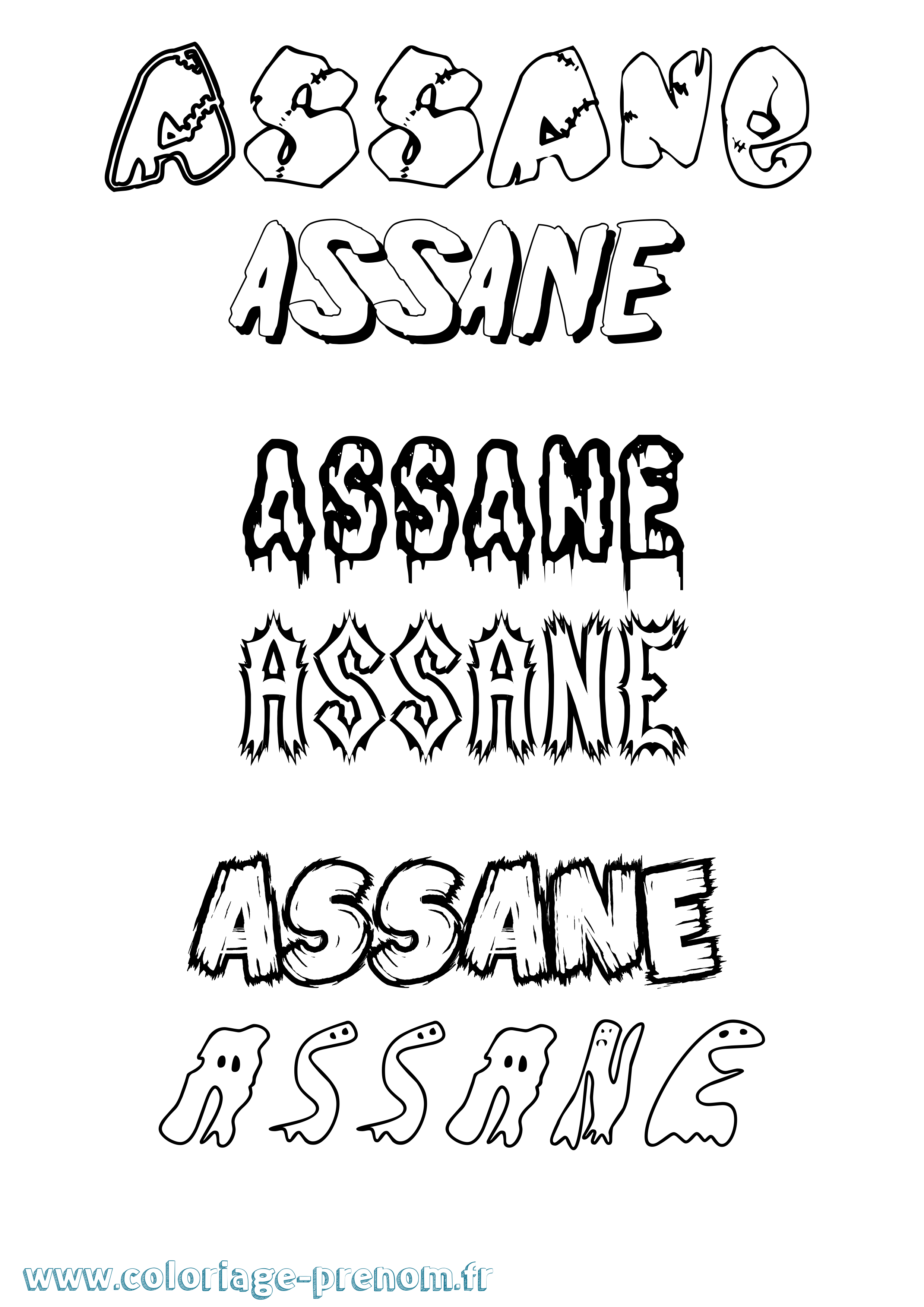 Coloriage prénom Assane Frisson