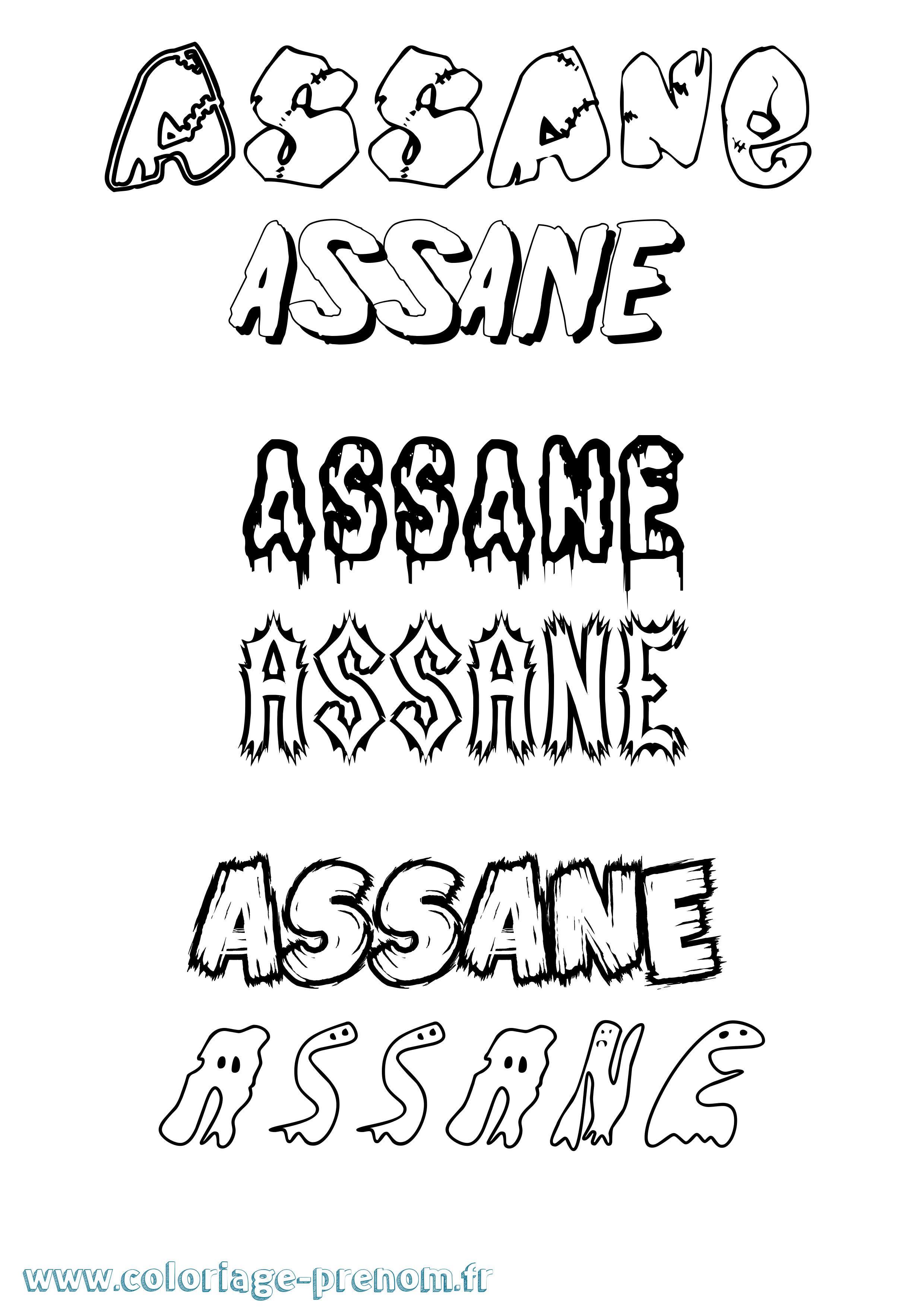 Coloriage Assane Frisson Coloriage prénom Assane Frisson