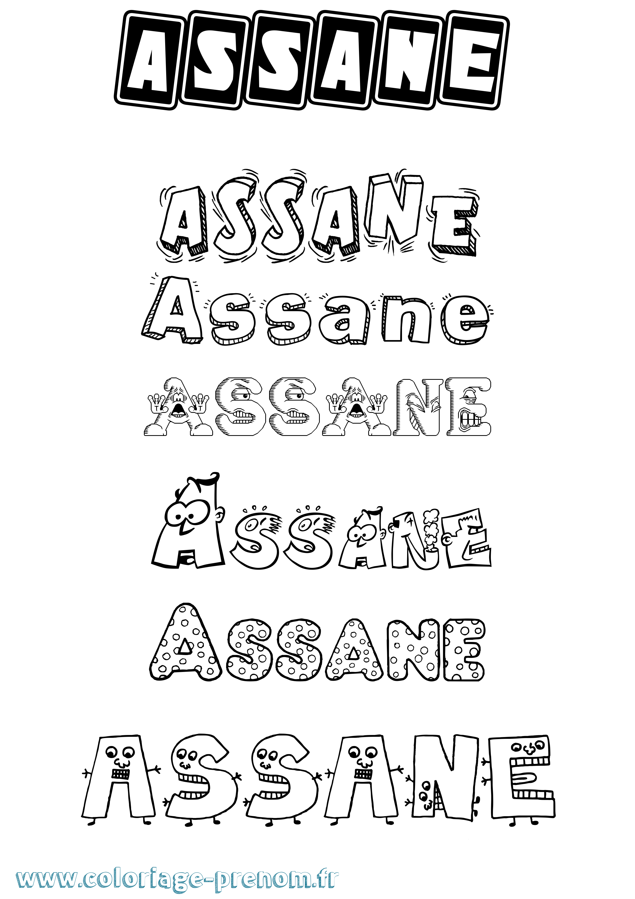 Coloriage prénom Assane Fun