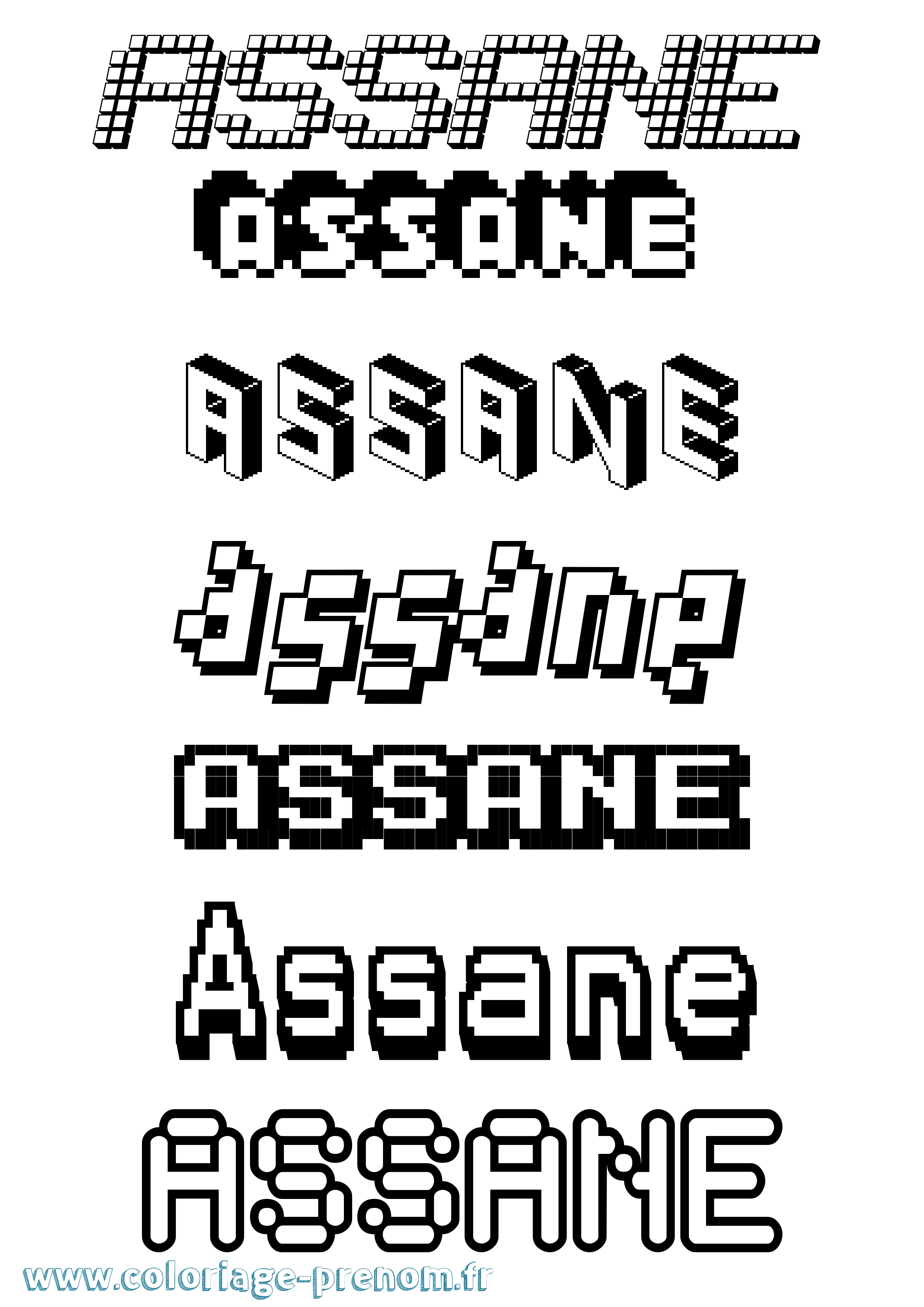 Coloriage Assane Pixel Coloriage prénom Assane Pixel