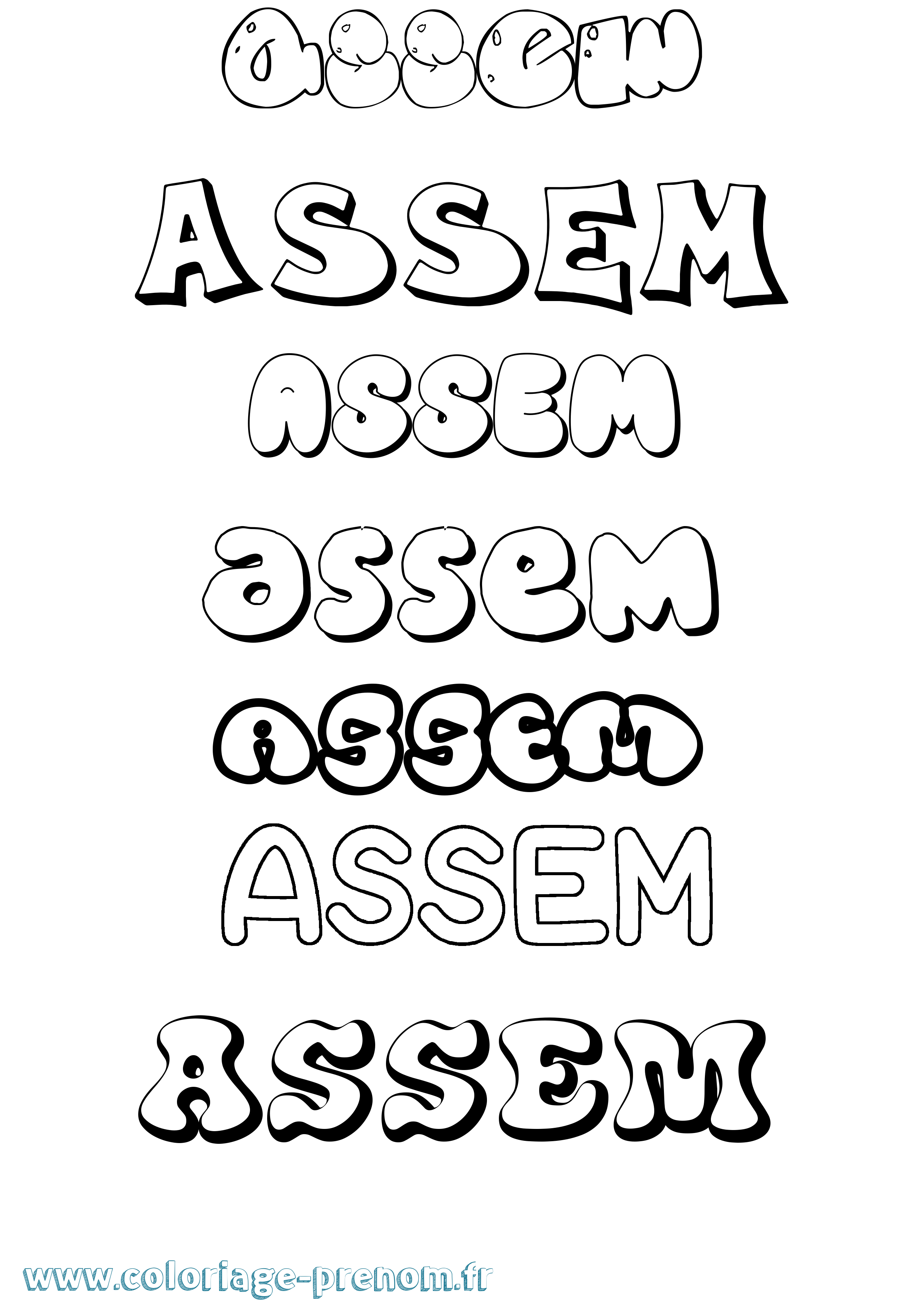 Coloriage Assem Bubble Coloriage prénom Assem Bubble
