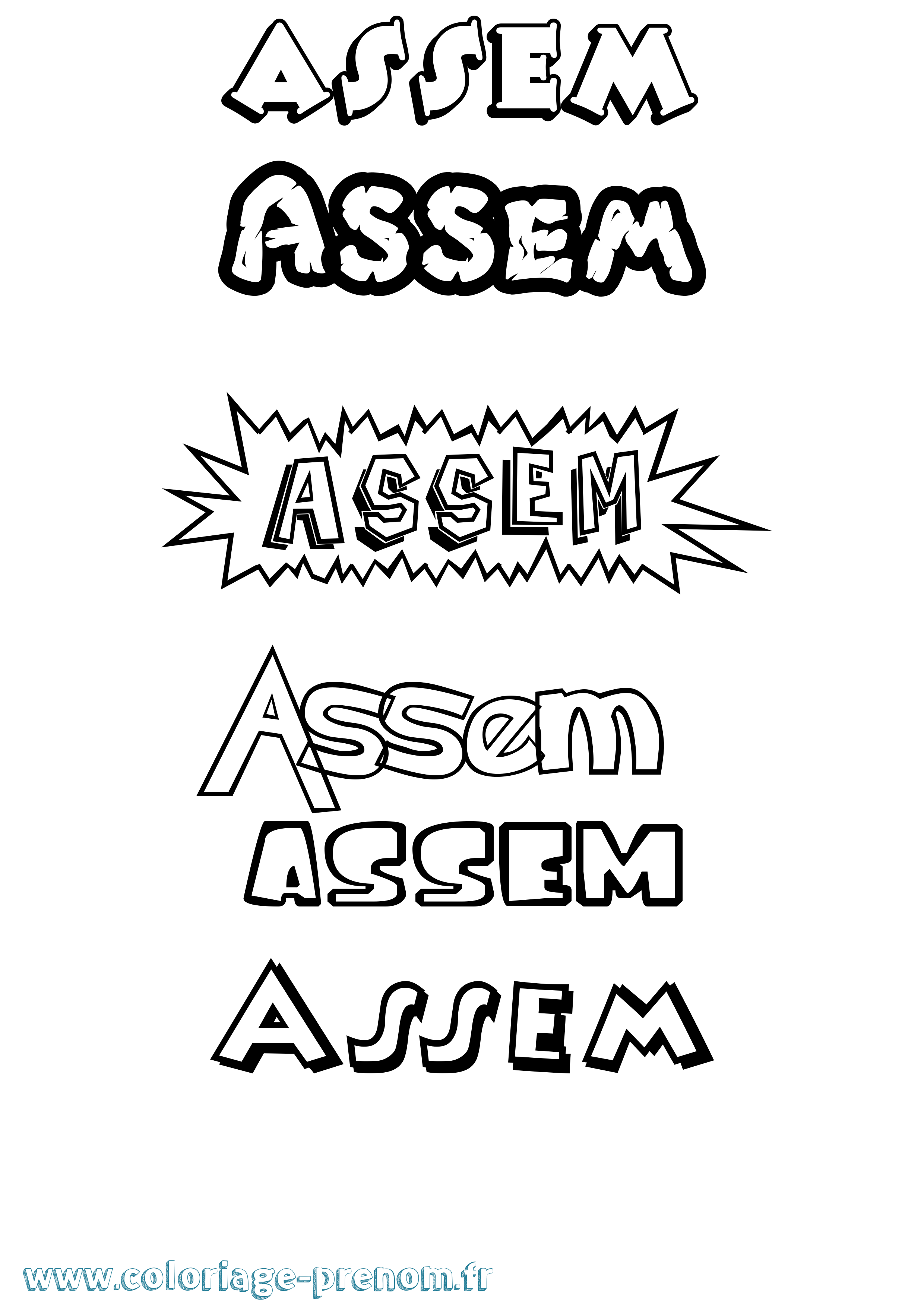 Coloriage Assem Dessin Animé Coloriage prénom Assem Dessin Animé