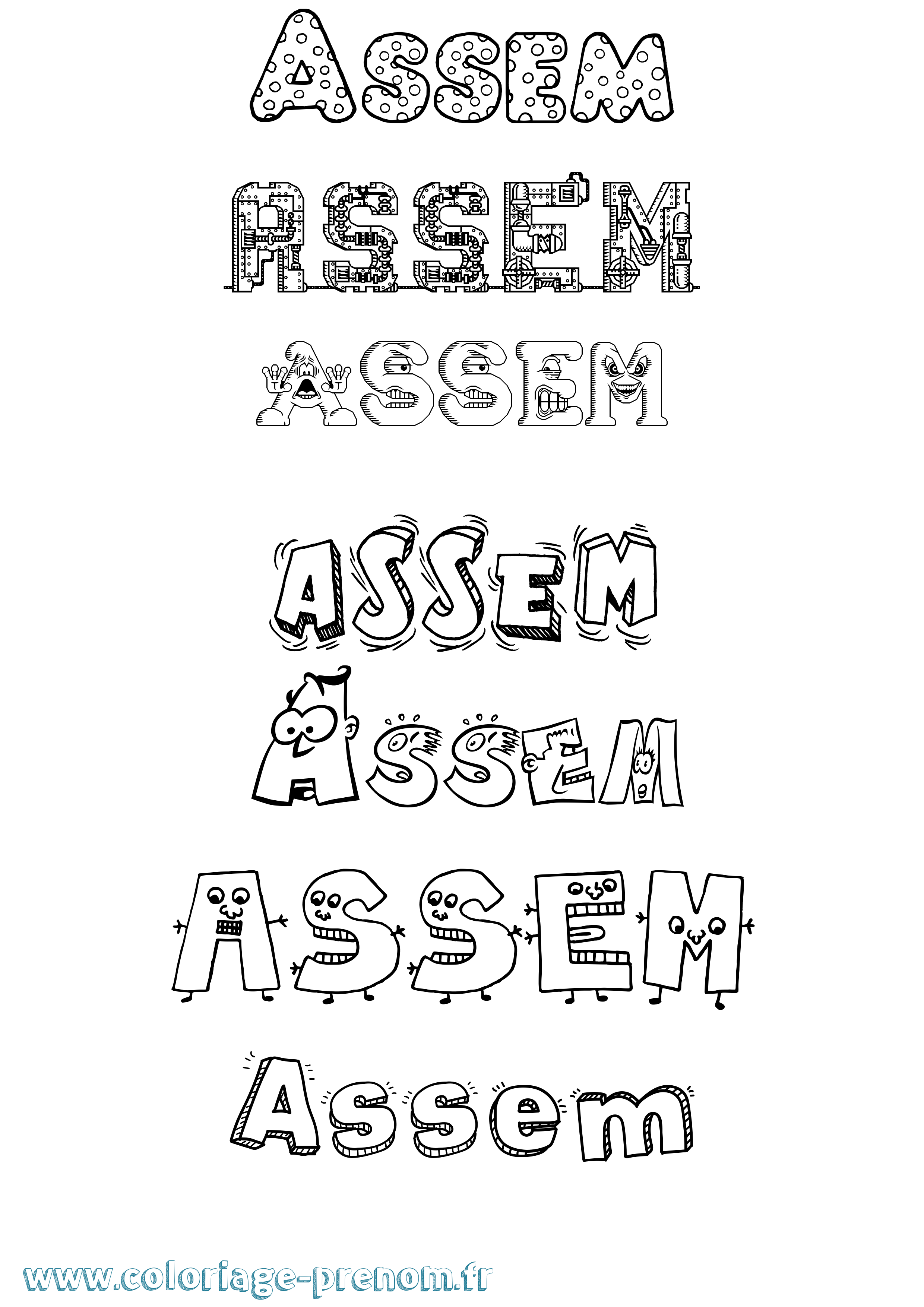 Coloriage Assem Fun Coloriage prénom Assem Fun