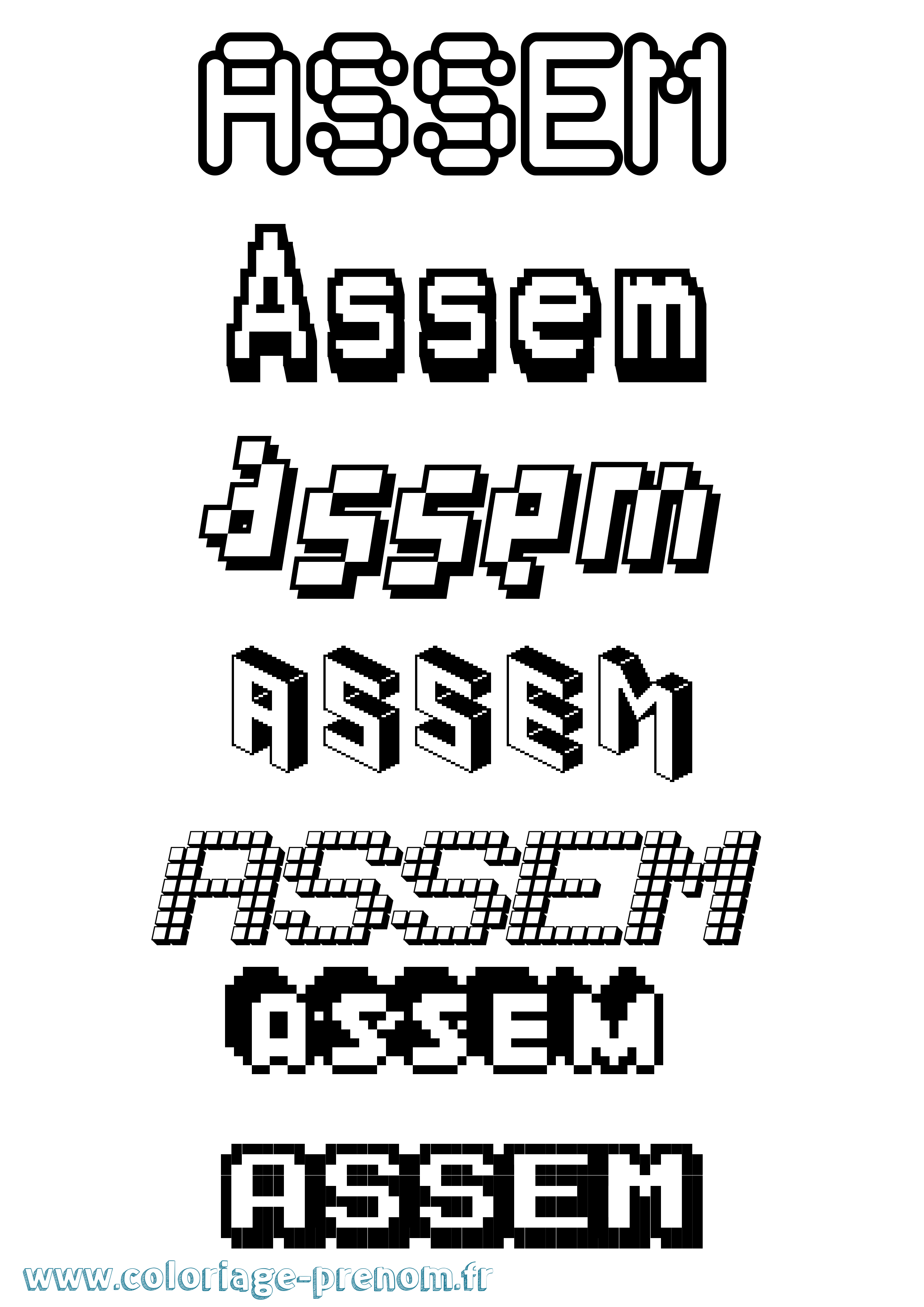 Coloriage Assem Pixel Coloriage prénom Assem Pixel