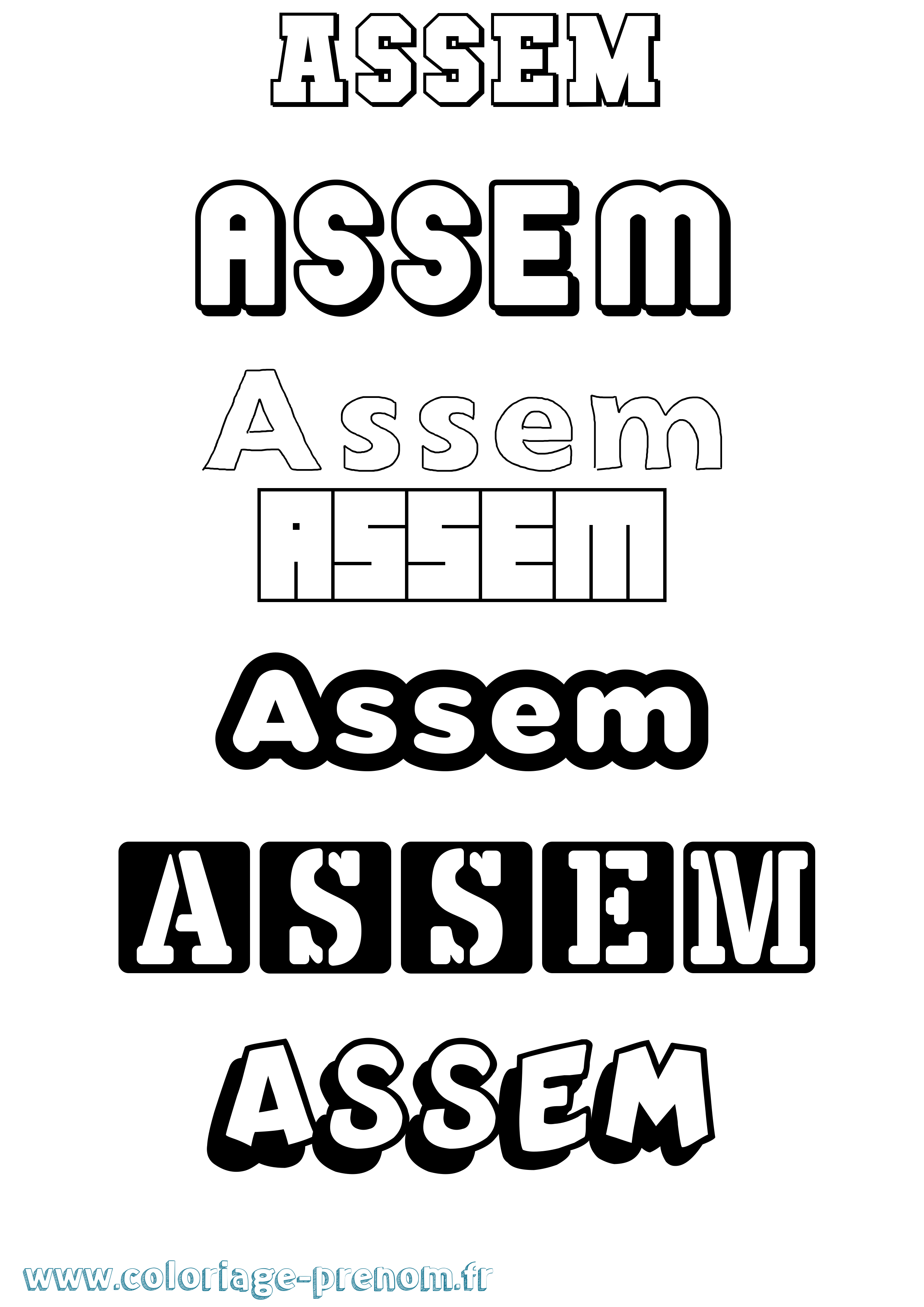 Coloriage Assem Simple Coloriage prénom Assem Simple