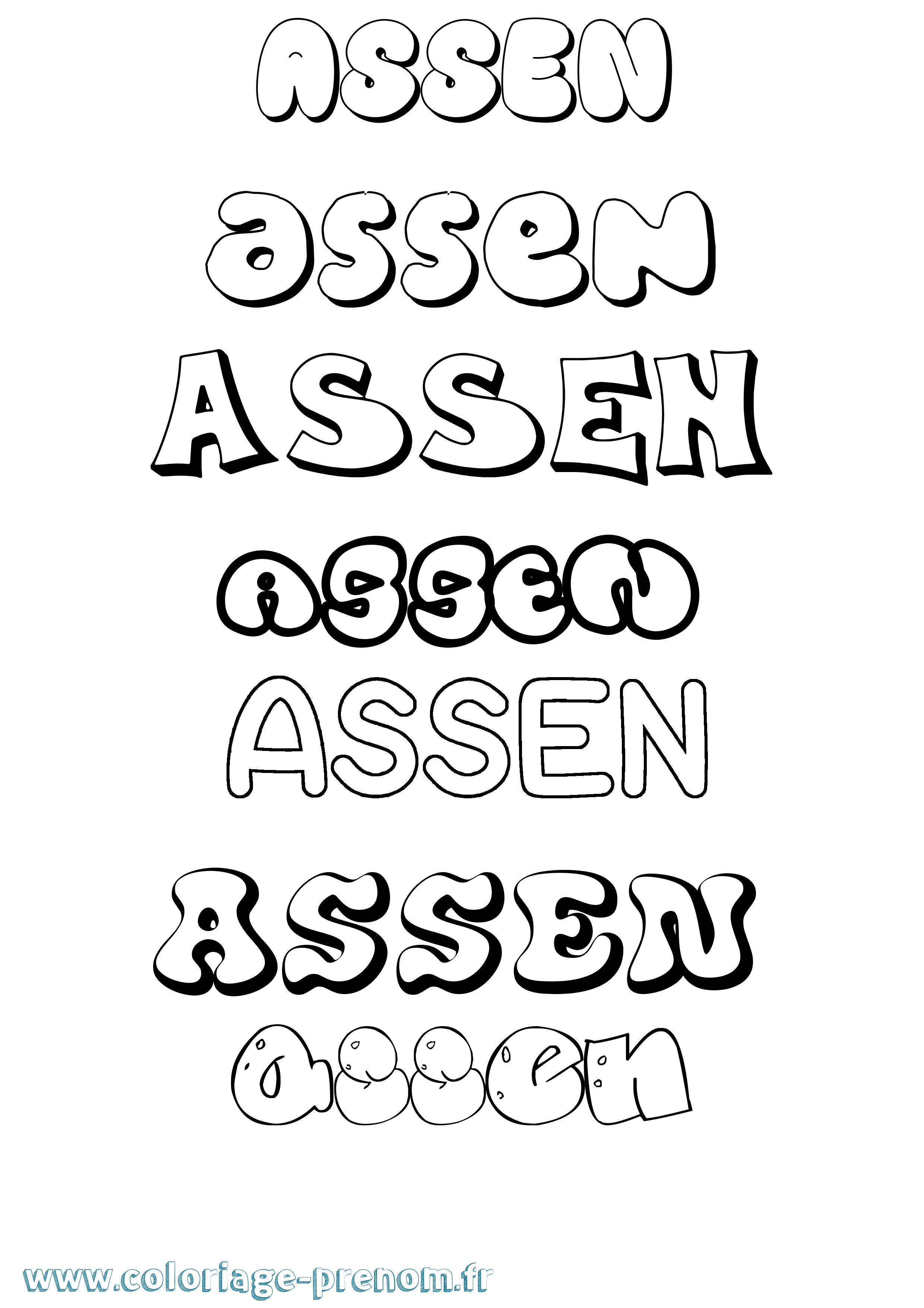 Coloriage Assen Bubble Coloriage prénom Assen Bubble