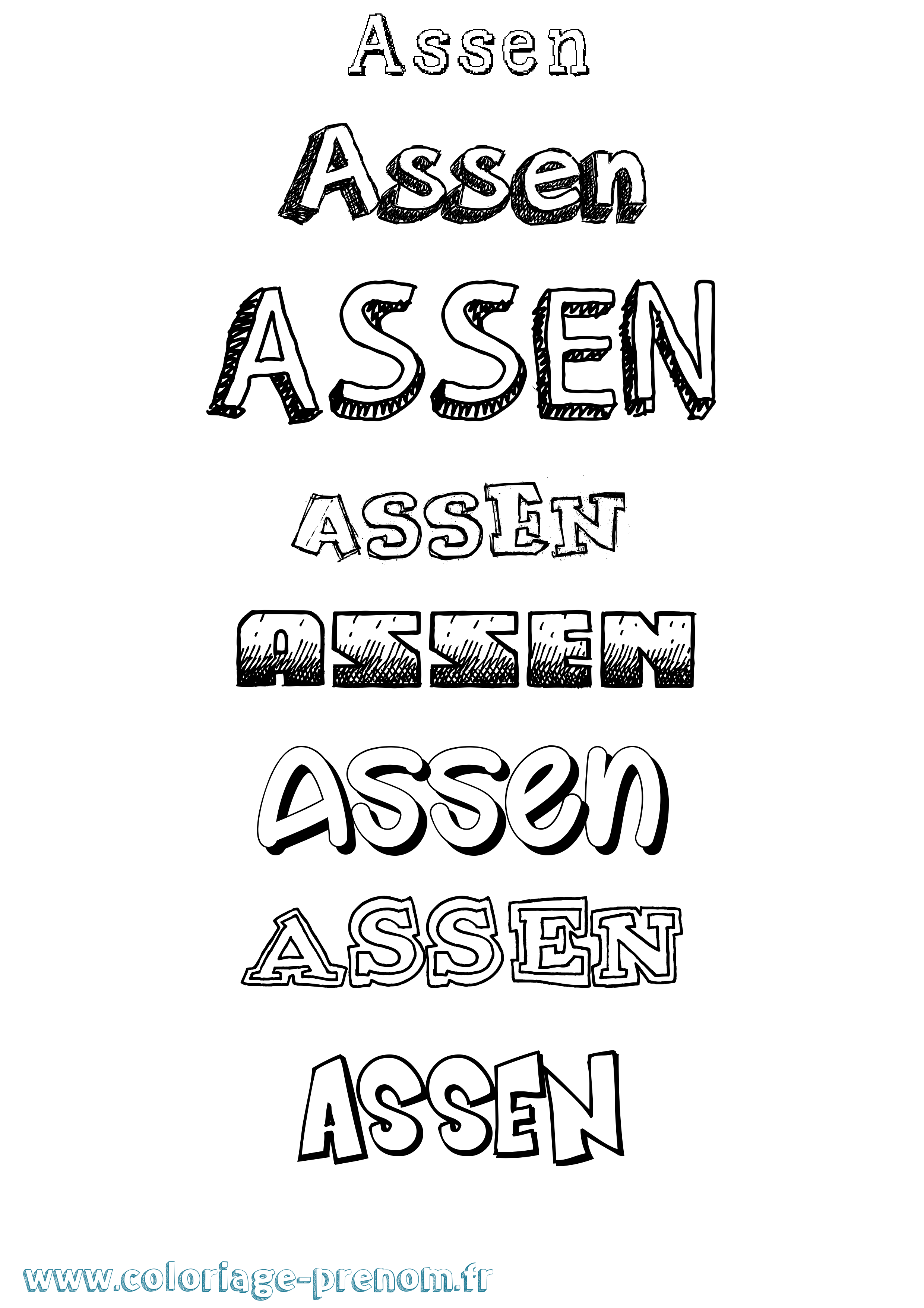 Coloriage Assen Dessiné Coloriage prénom Assen Dessiné