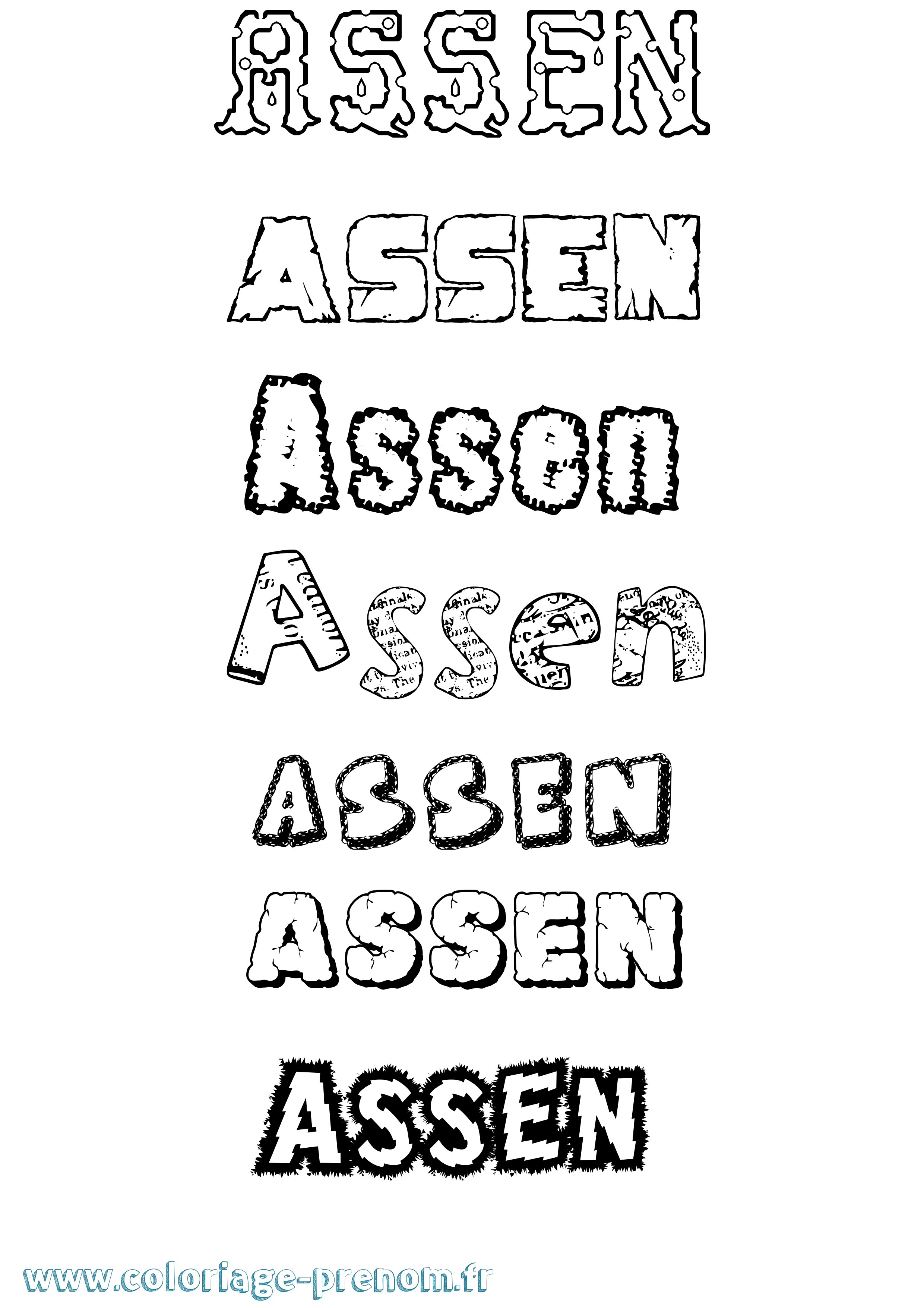 Coloriage Assen Destructuré Coloriage prénom Assen Destructuré