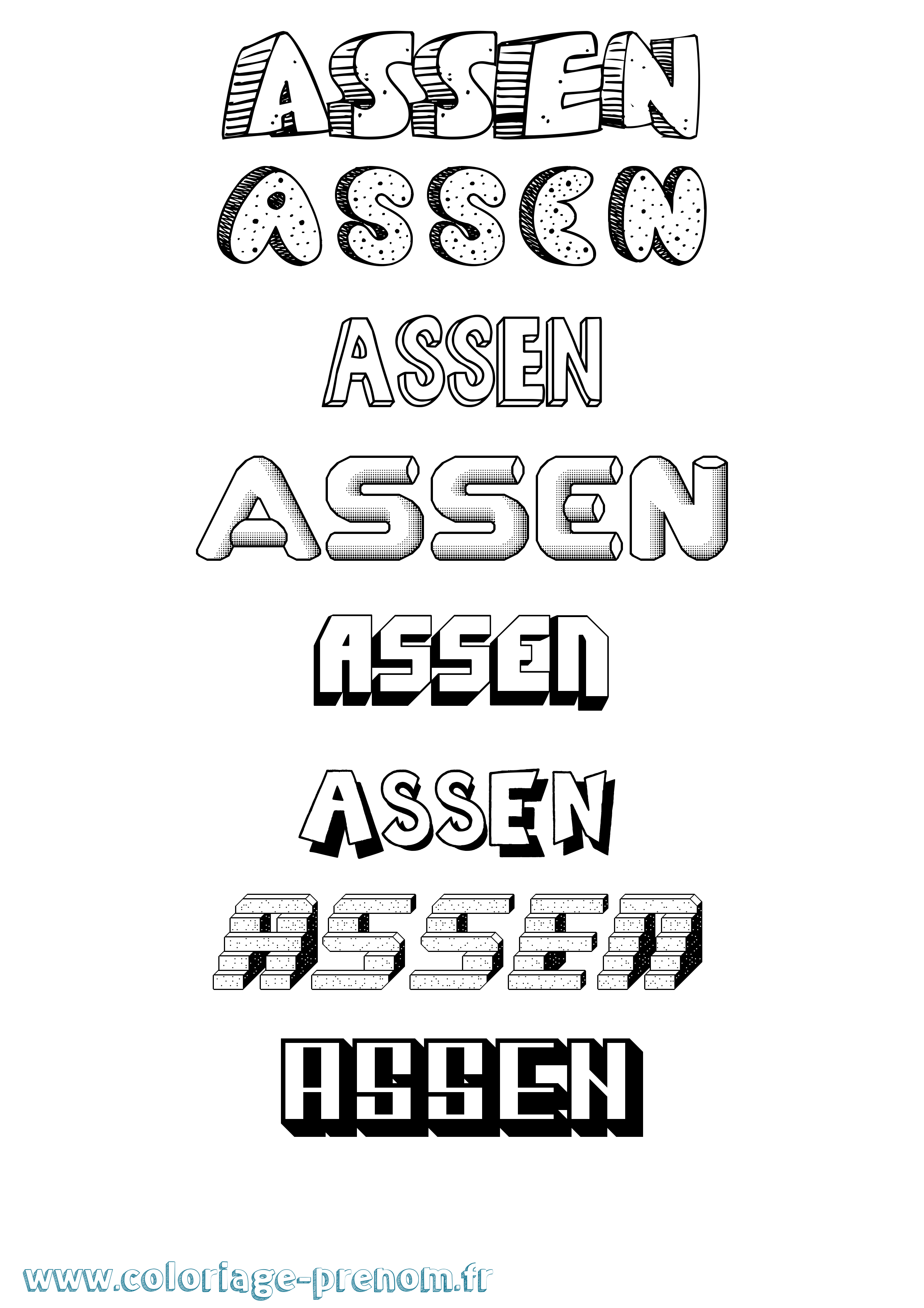 Coloriage Assen Effet 3D Coloriage prénom Assen Effet 3D