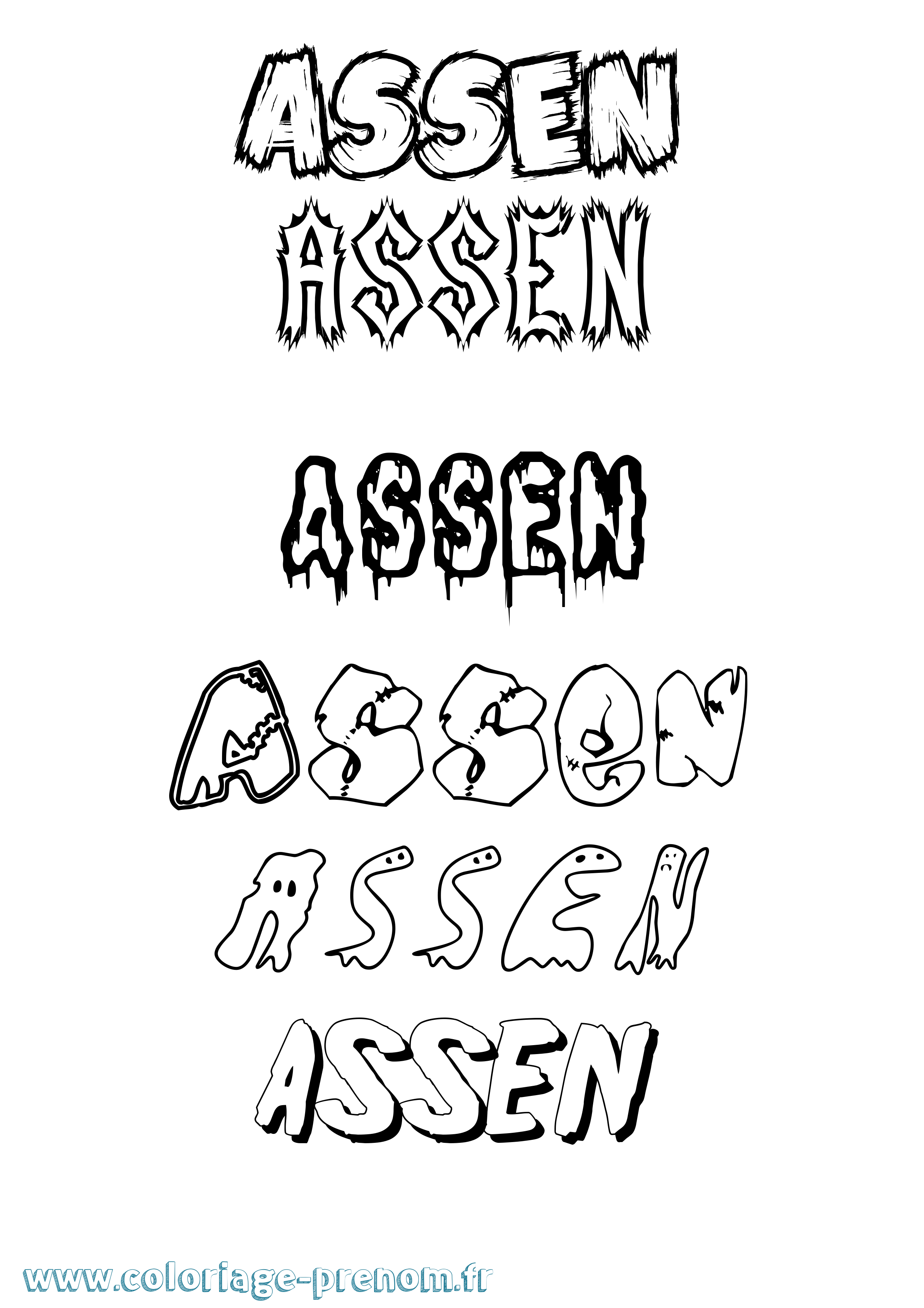 Coloriage Assen Frisson Coloriage prénom Assen Frisson