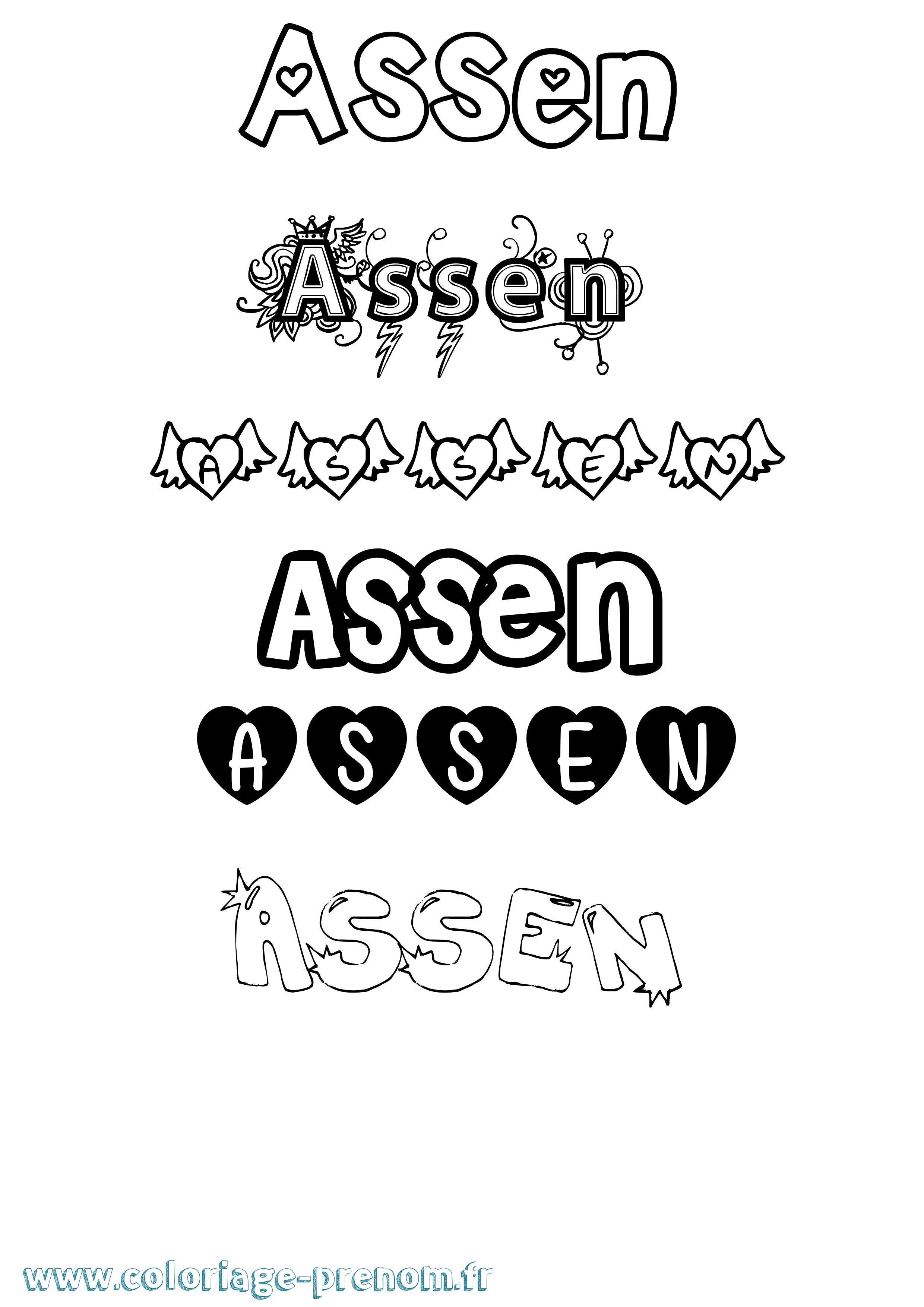 Coloriage Assen Girly Coloriage prénom Assen Girly
