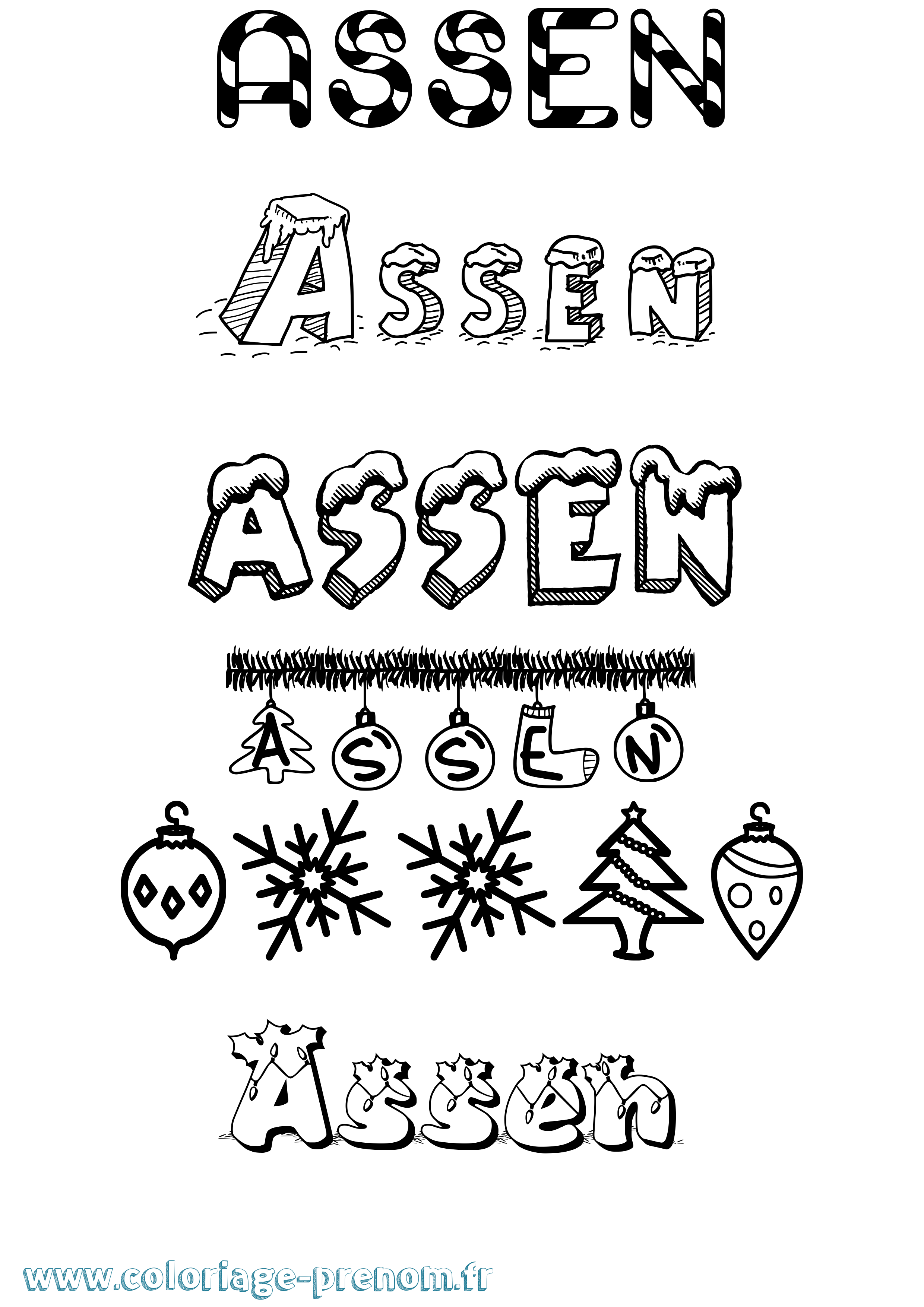 Coloriage Assen Noël Coloriage prénom Assen Noël