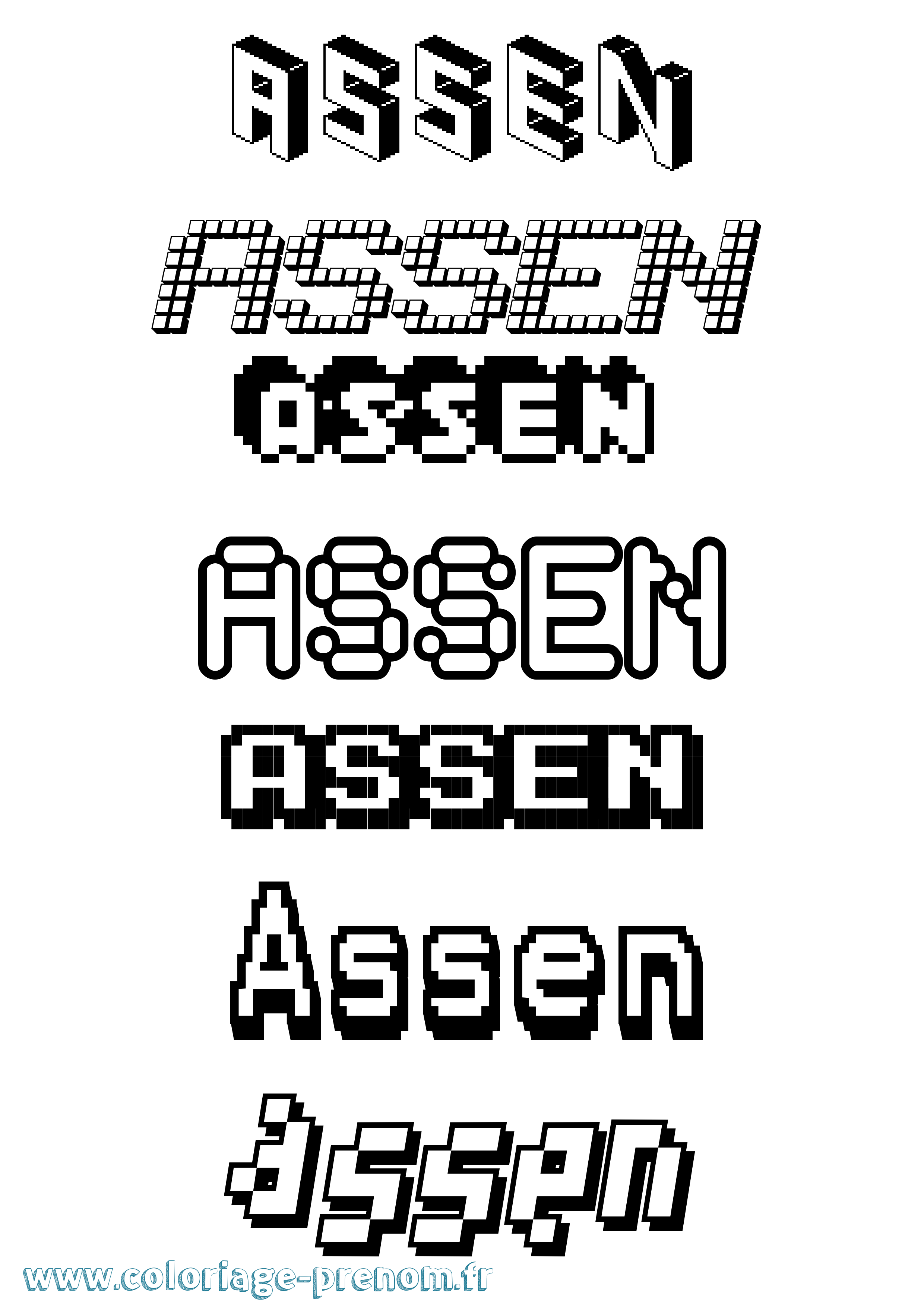 Coloriage Assen Pixel Coloriage prénom Assen Pixel