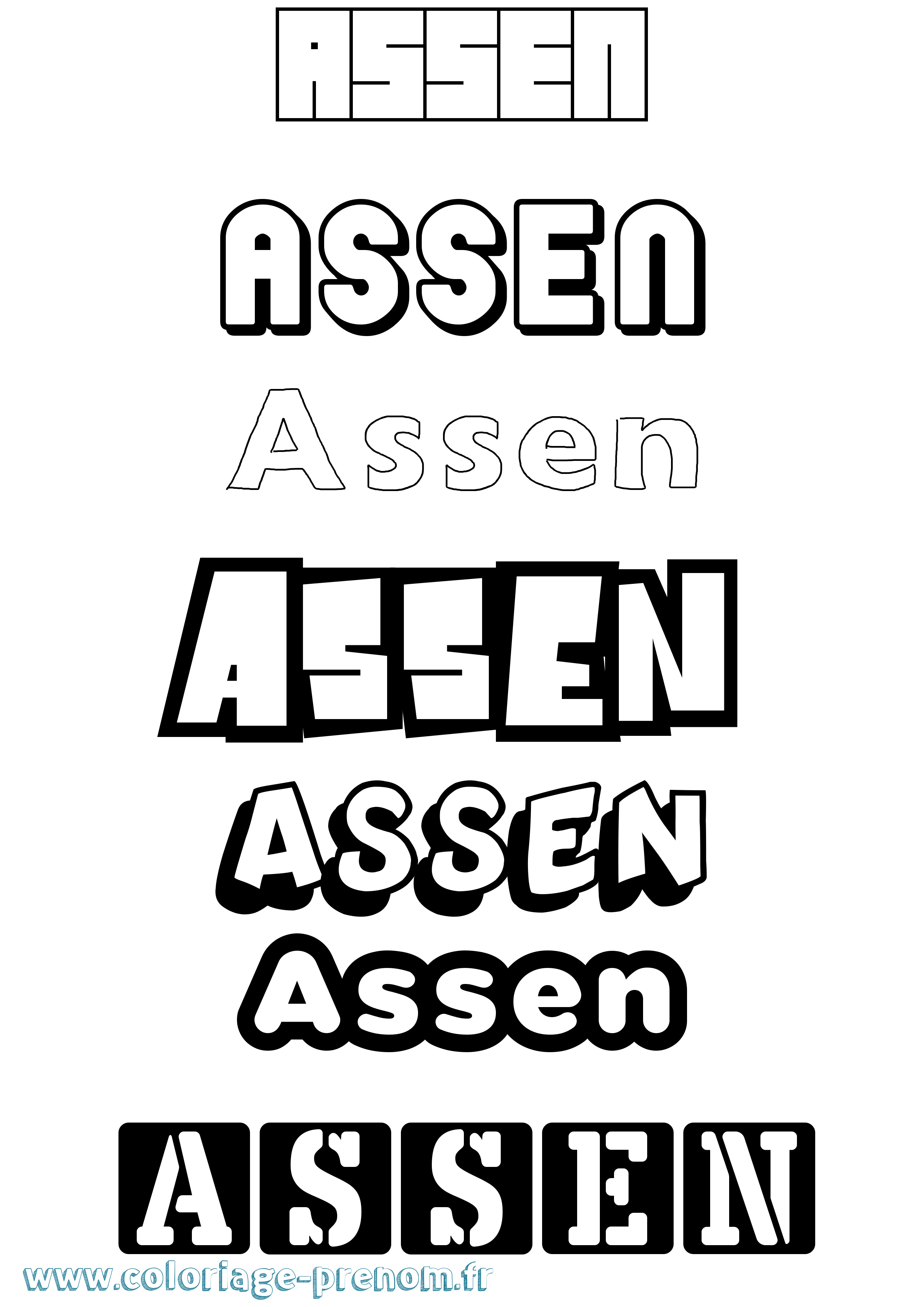 Coloriage Assen Simple Coloriage prénom Assen Simple