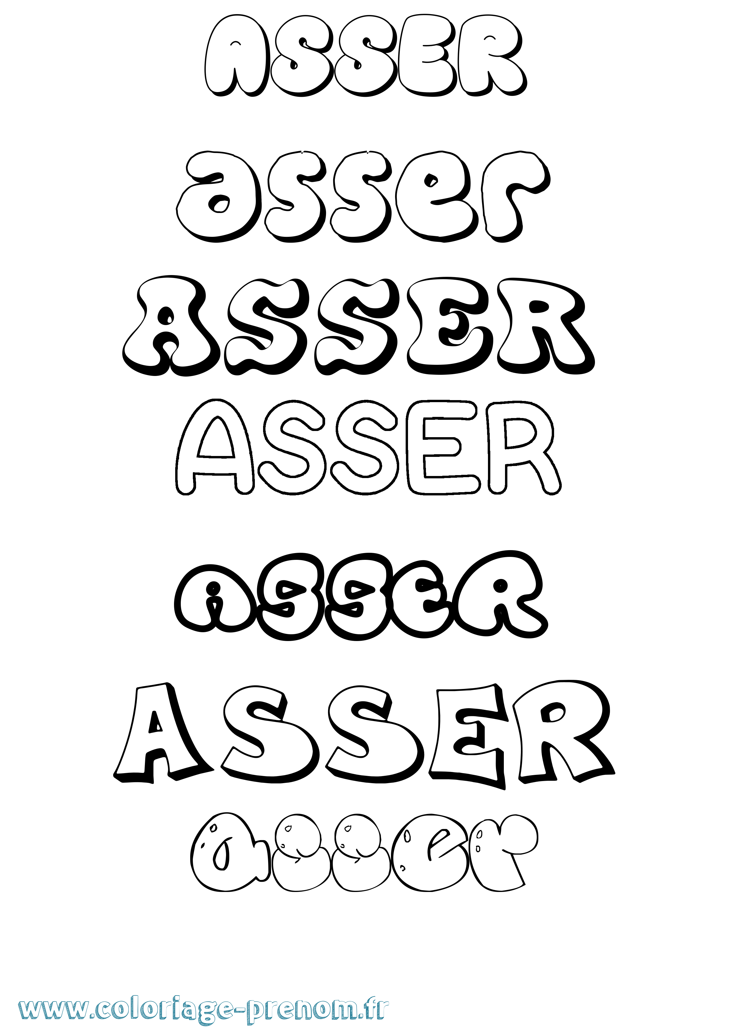 Coloriage Asser Bubble Coloriage prénom Asser Bubble