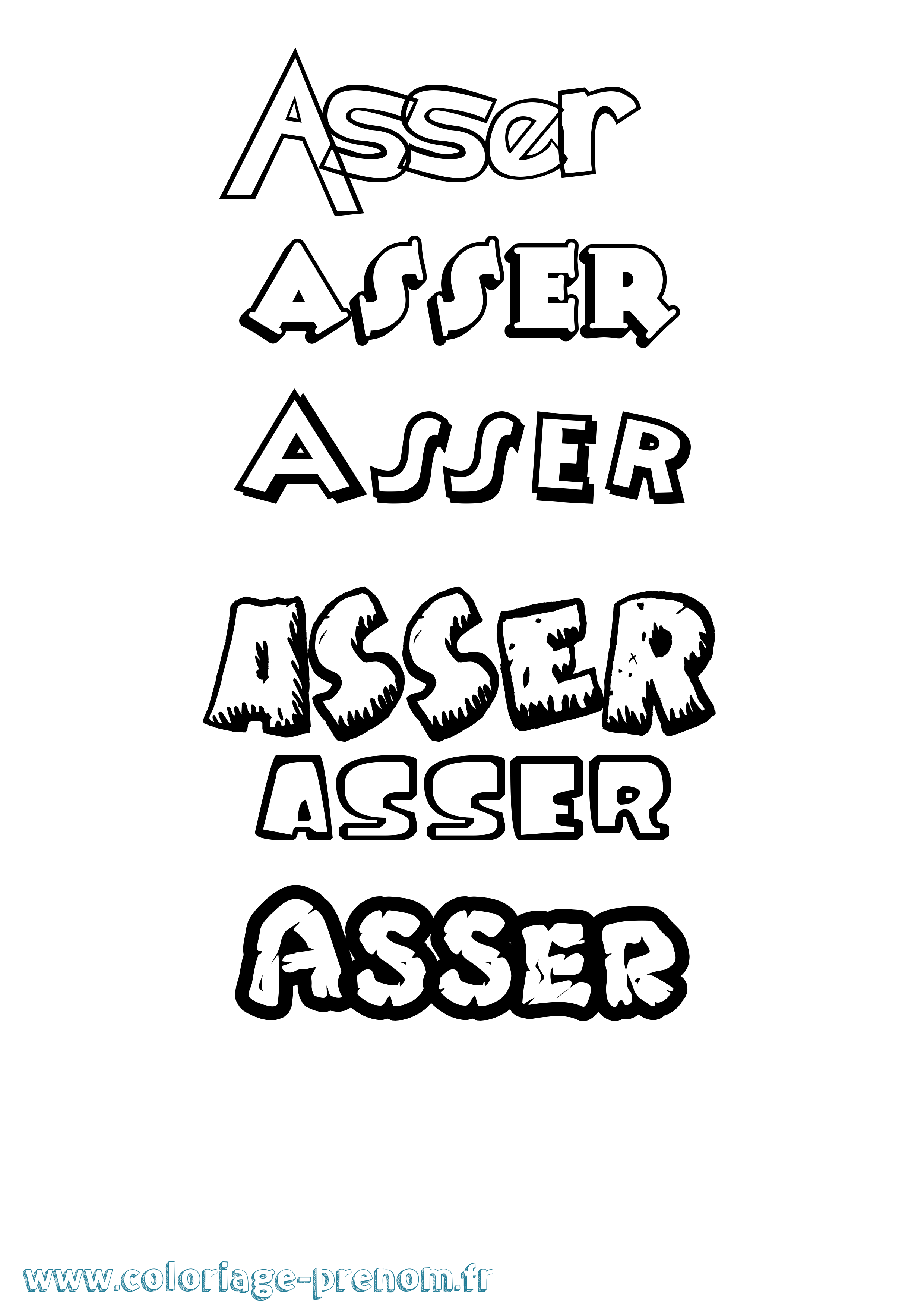 Coloriage Asser Dessin Animé Coloriage prénom Asser Dessin Animé