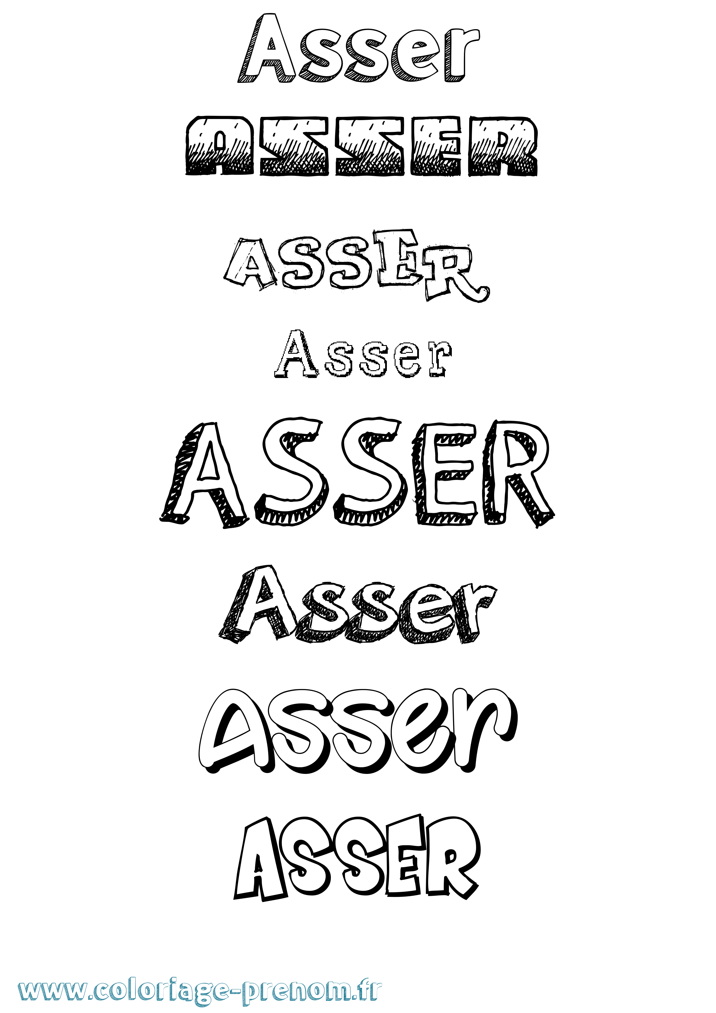 Coloriage Asser Dessiné Coloriage prénom Asser Dessiné