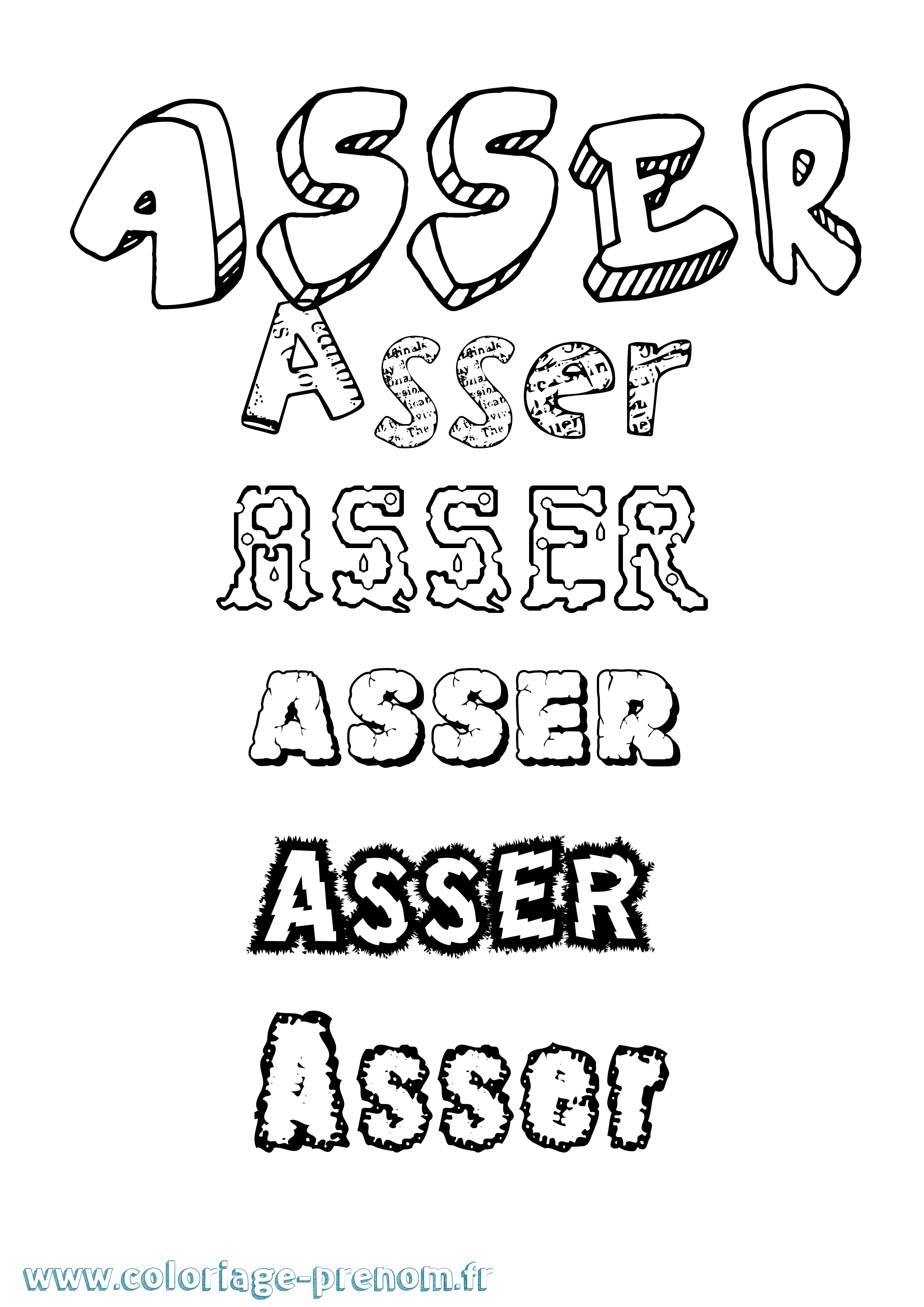 Coloriage Asser Destructuré Coloriage prénom Asser Destructuré