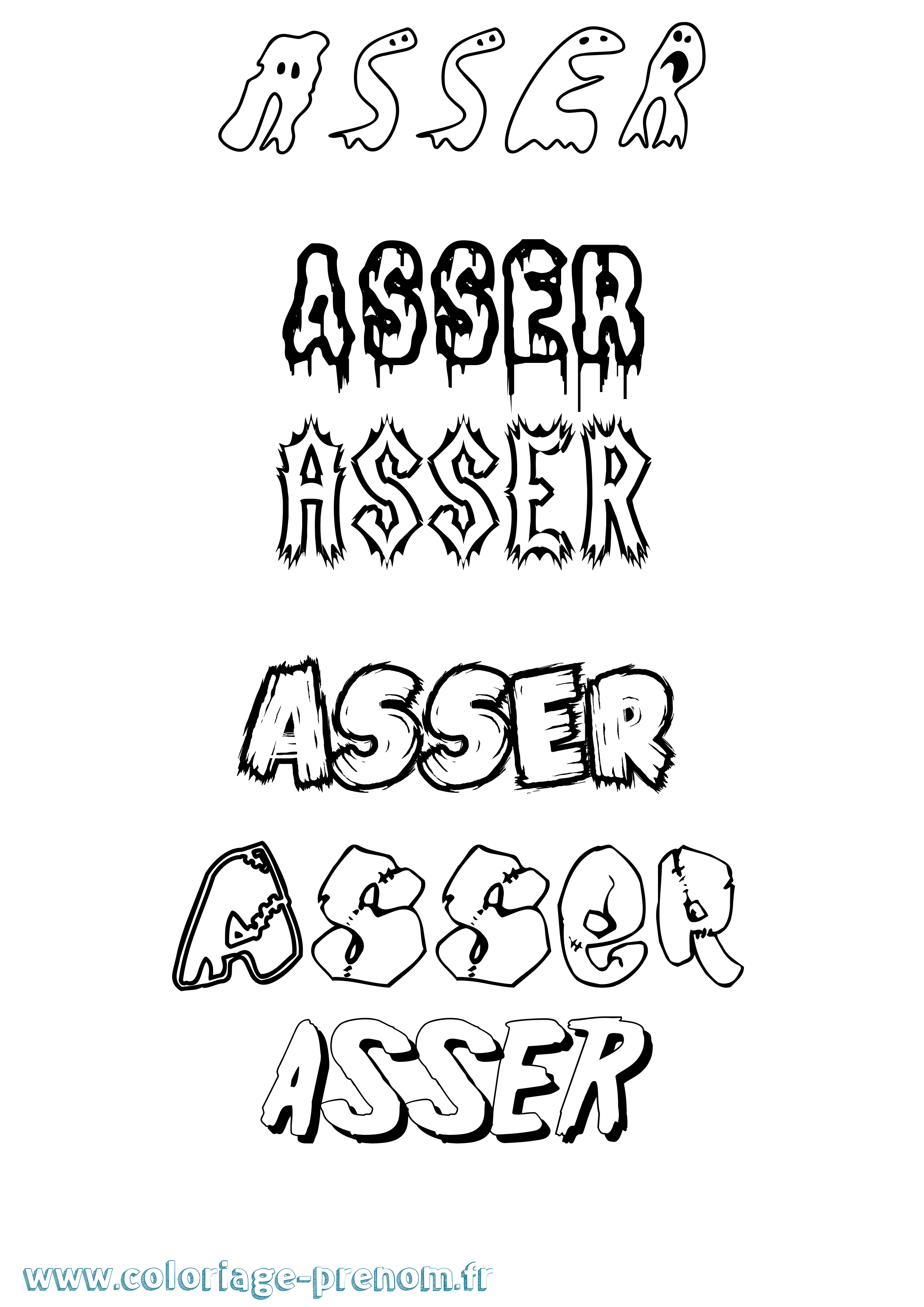 Coloriage prénom Asser Frisson