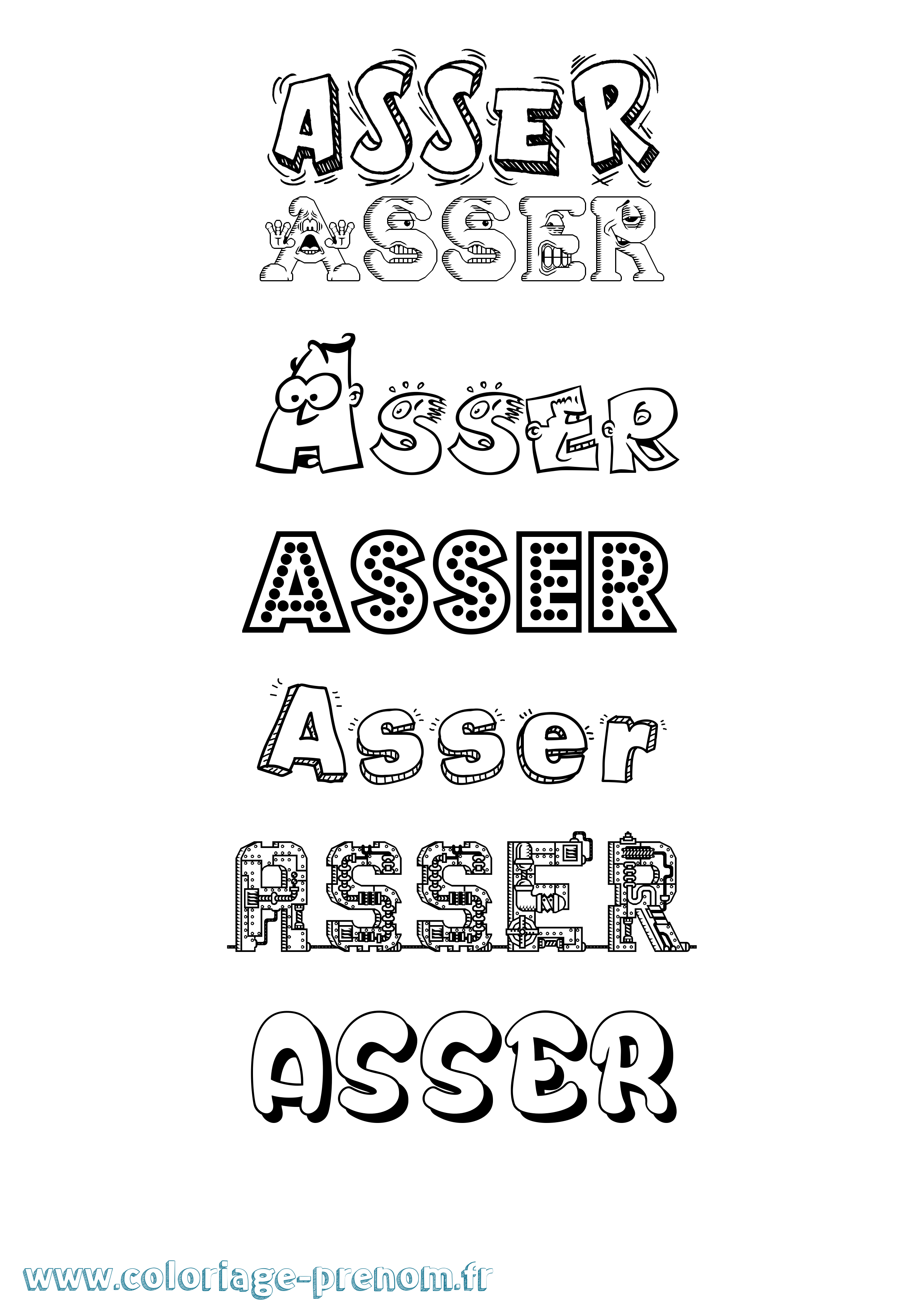 Coloriage Asser Fun Coloriage prénom Asser Fun