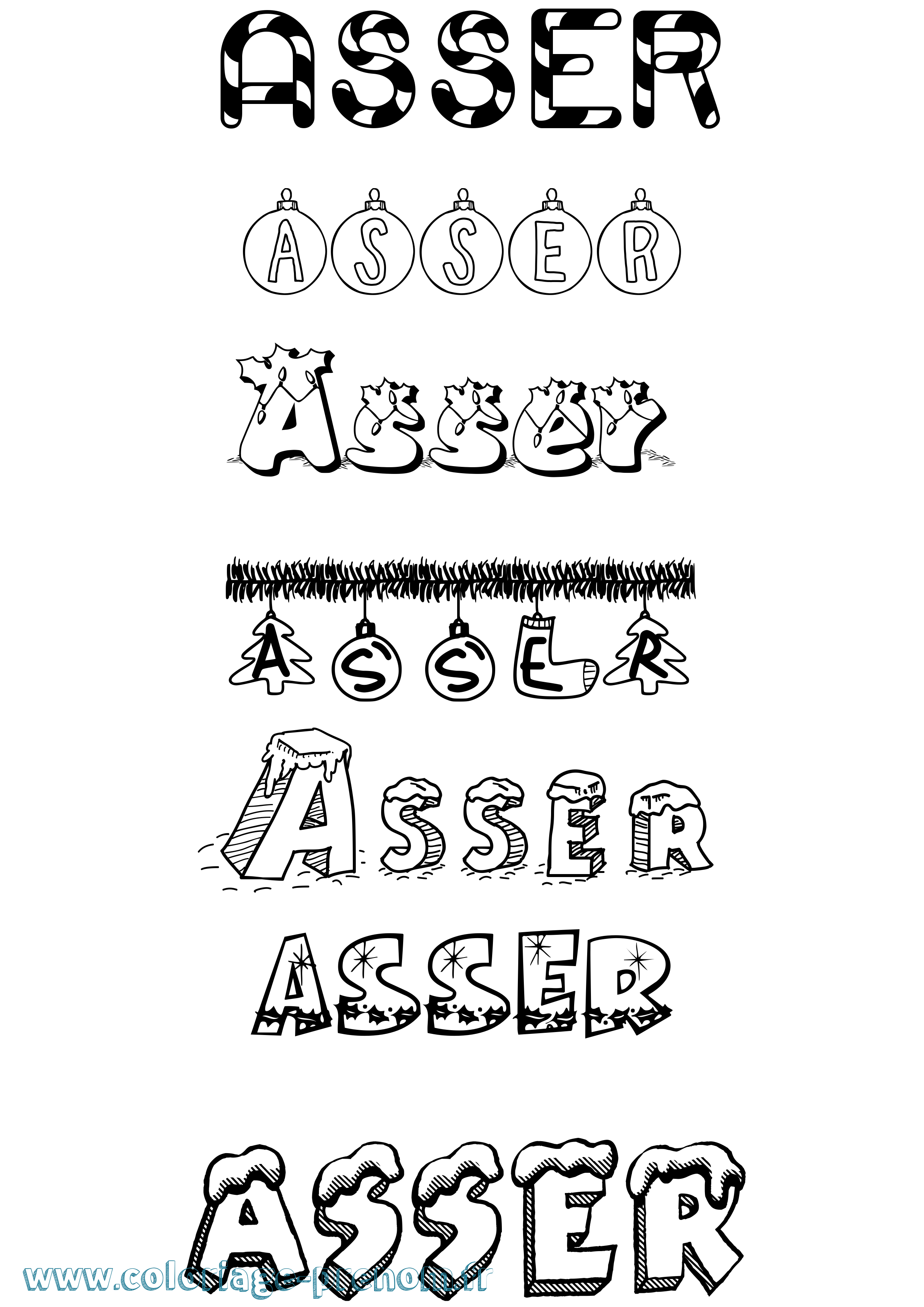 Coloriage Asser Noël Coloriage prénom Asser Noël