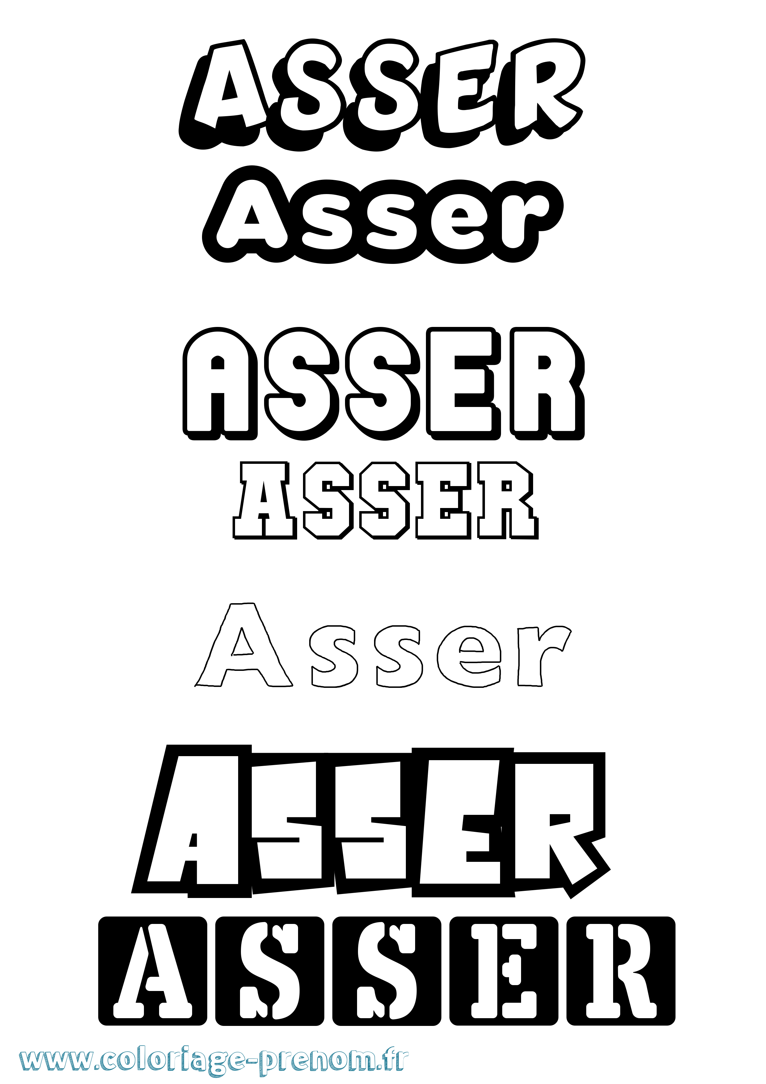 Coloriage prénom Asser Simple