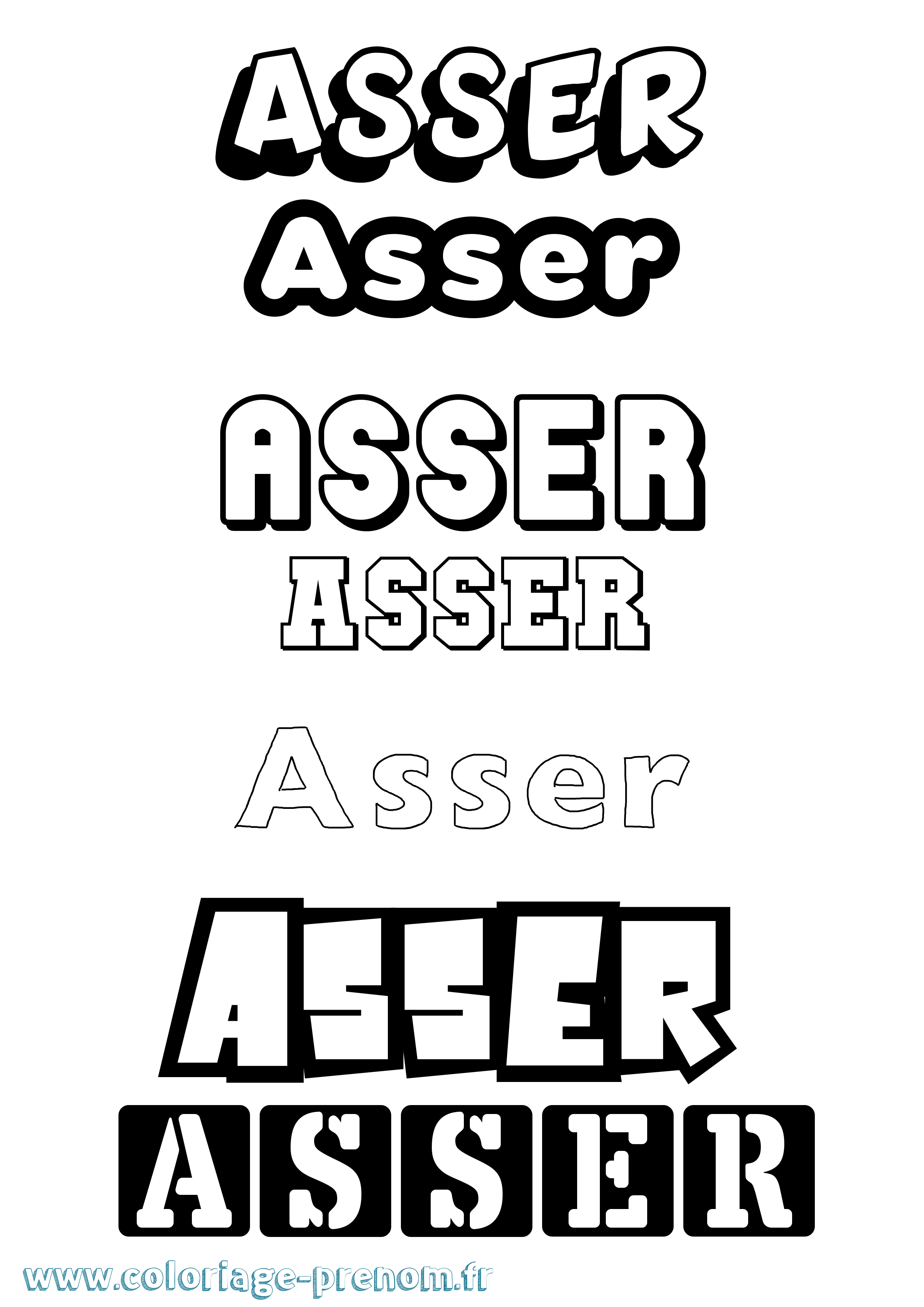 Coloriage Asser Simple Coloriage prénom Asser Simple