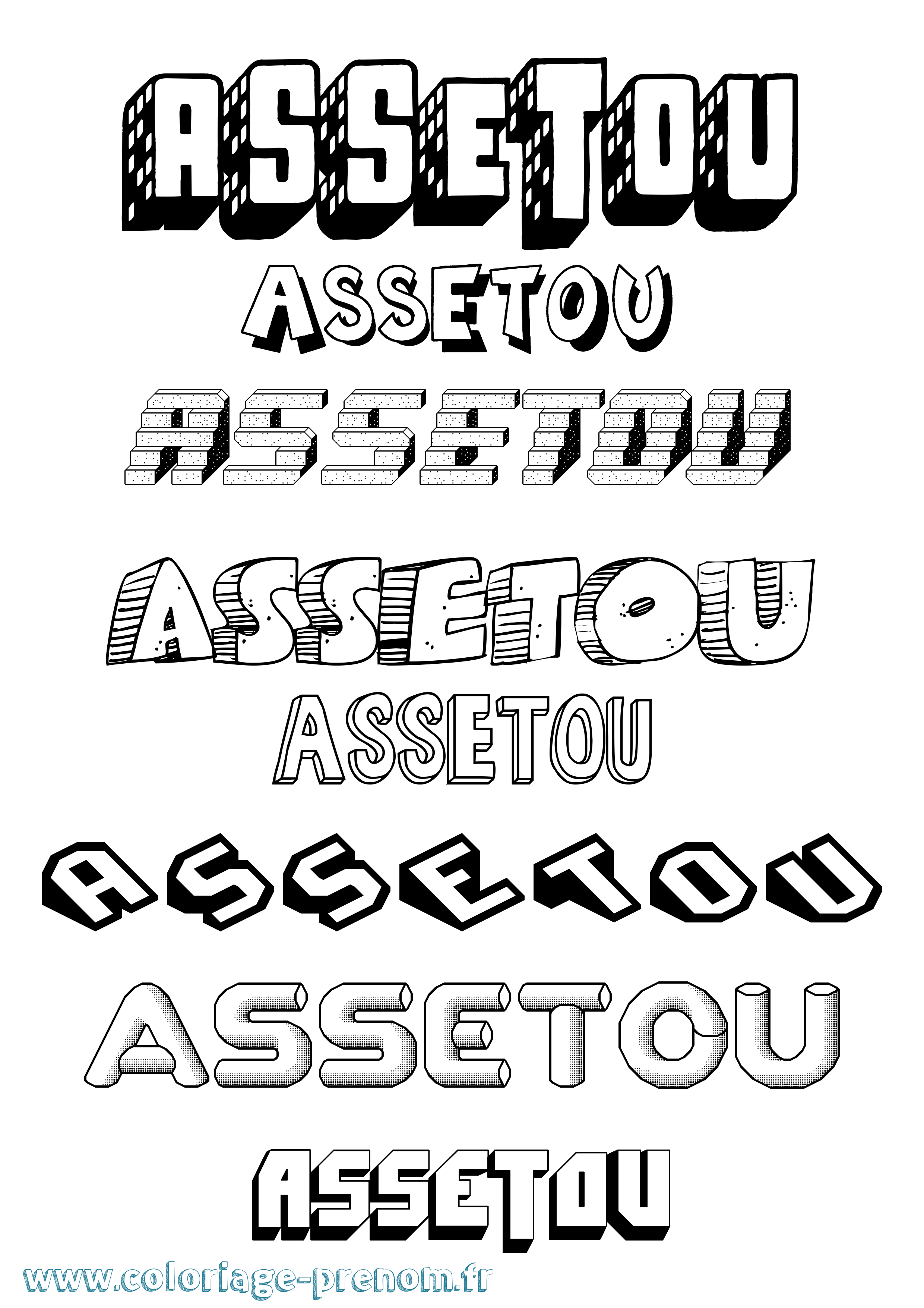 Coloriage Assetou Coloriage prénom Assetou