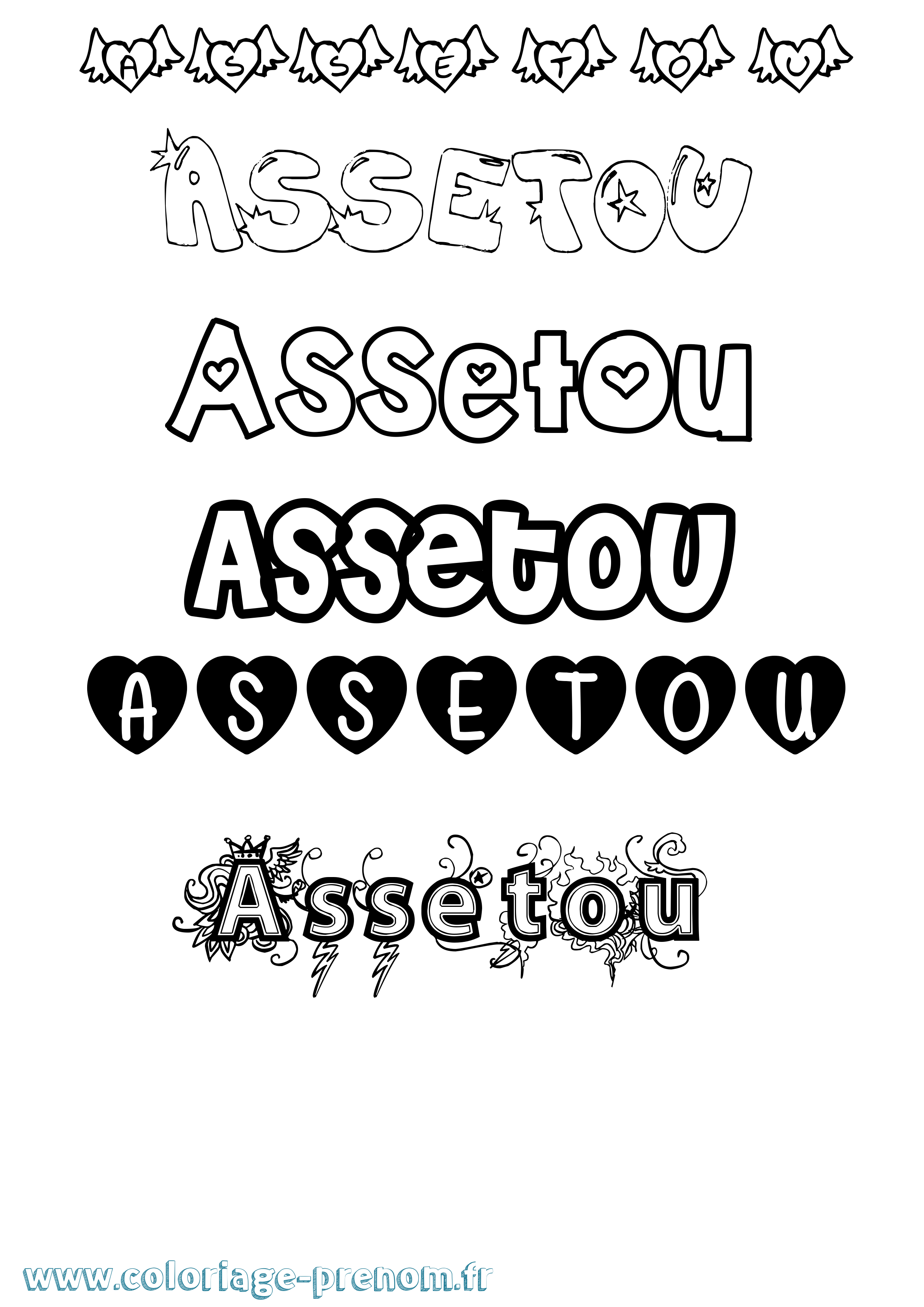 Coloriage Assetou Coloriage prénom Assetou