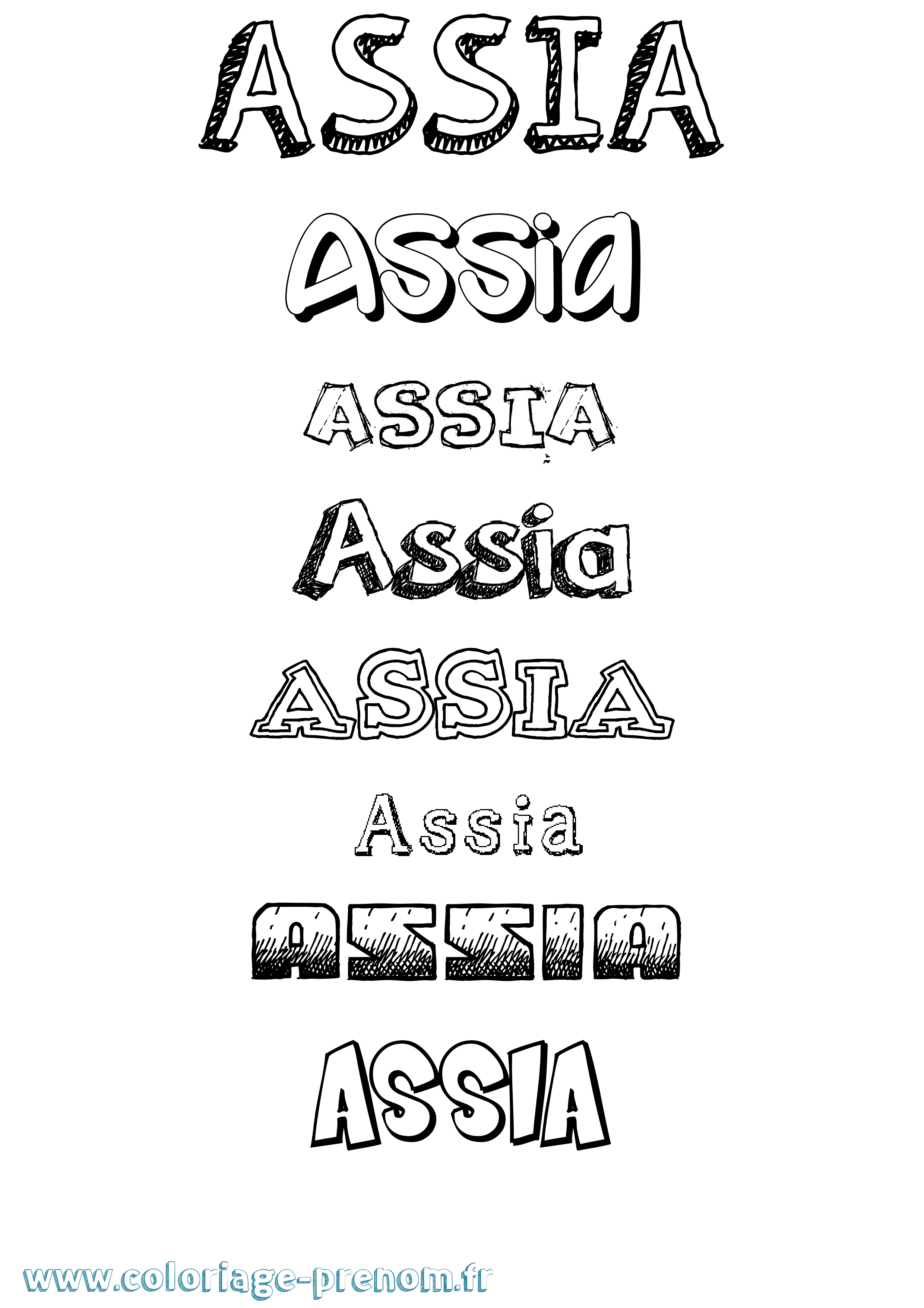 Coloriage prénom Assia