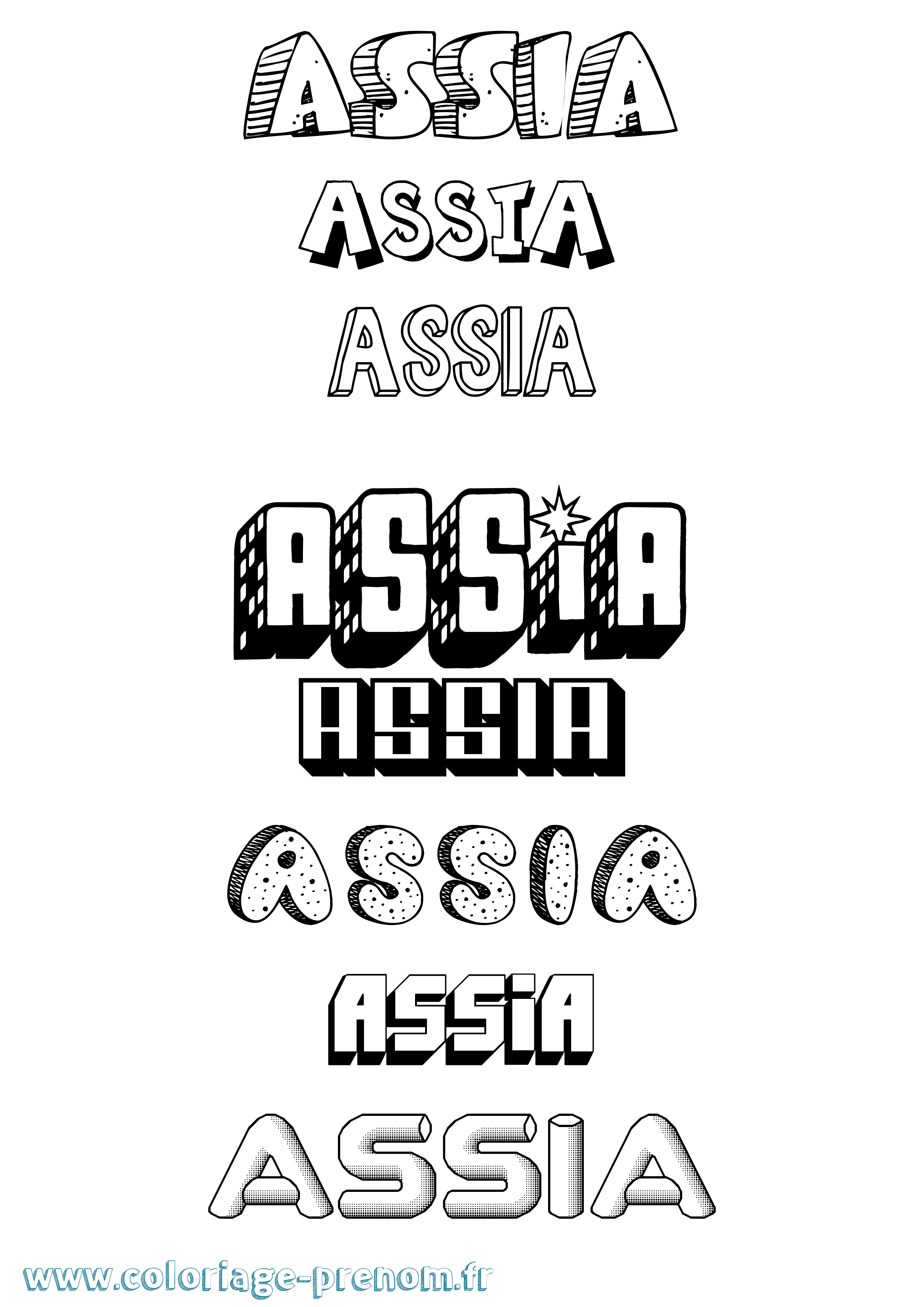 Coloriage Assia Coloriage prénom Assia