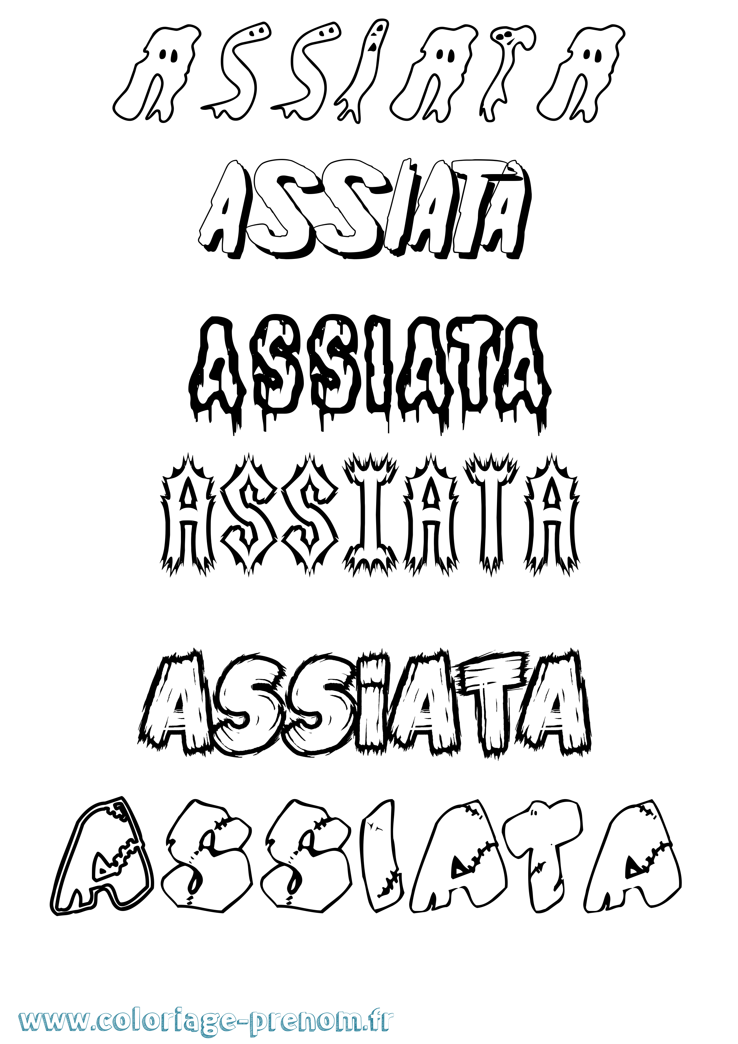 Coloriage prénom Assiata Frisson