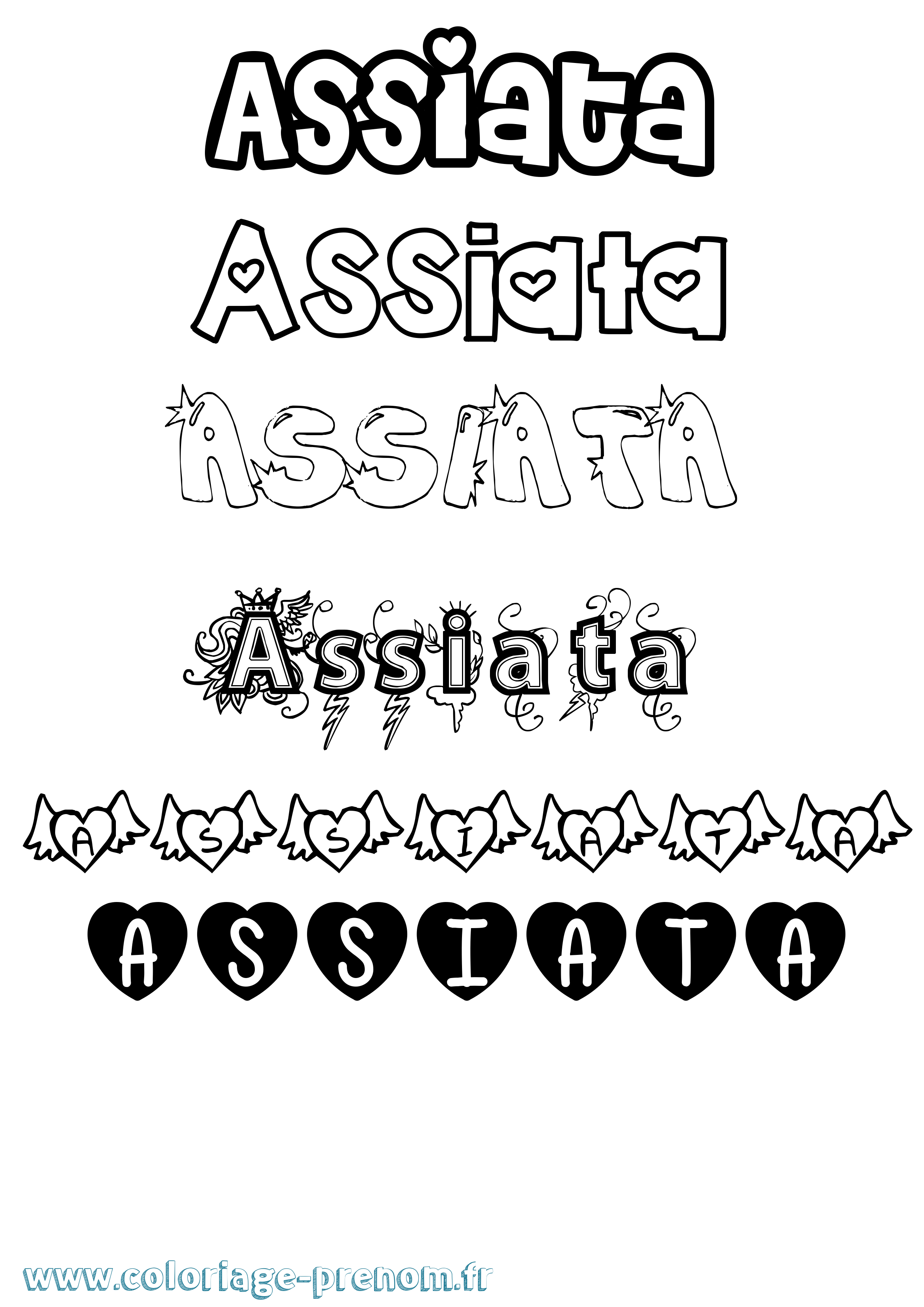 Coloriage prénom Assiata Girly