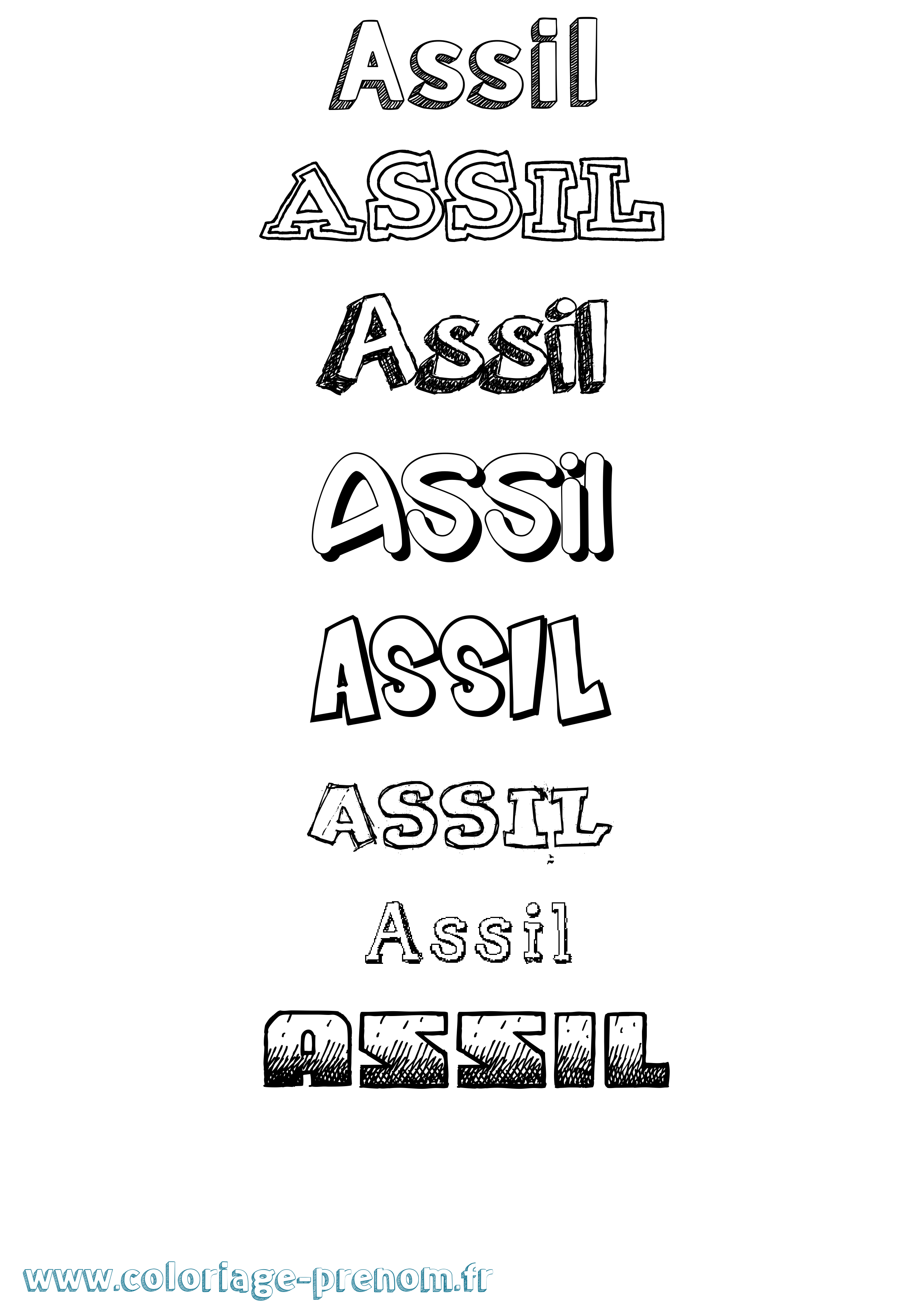 Coloriage prénom Assil