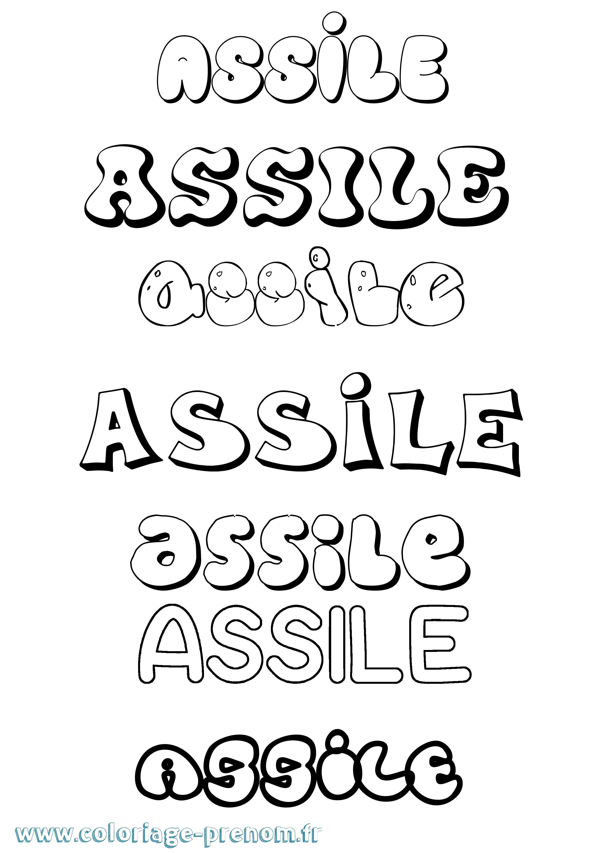 Coloriage prénom Assile Bubble