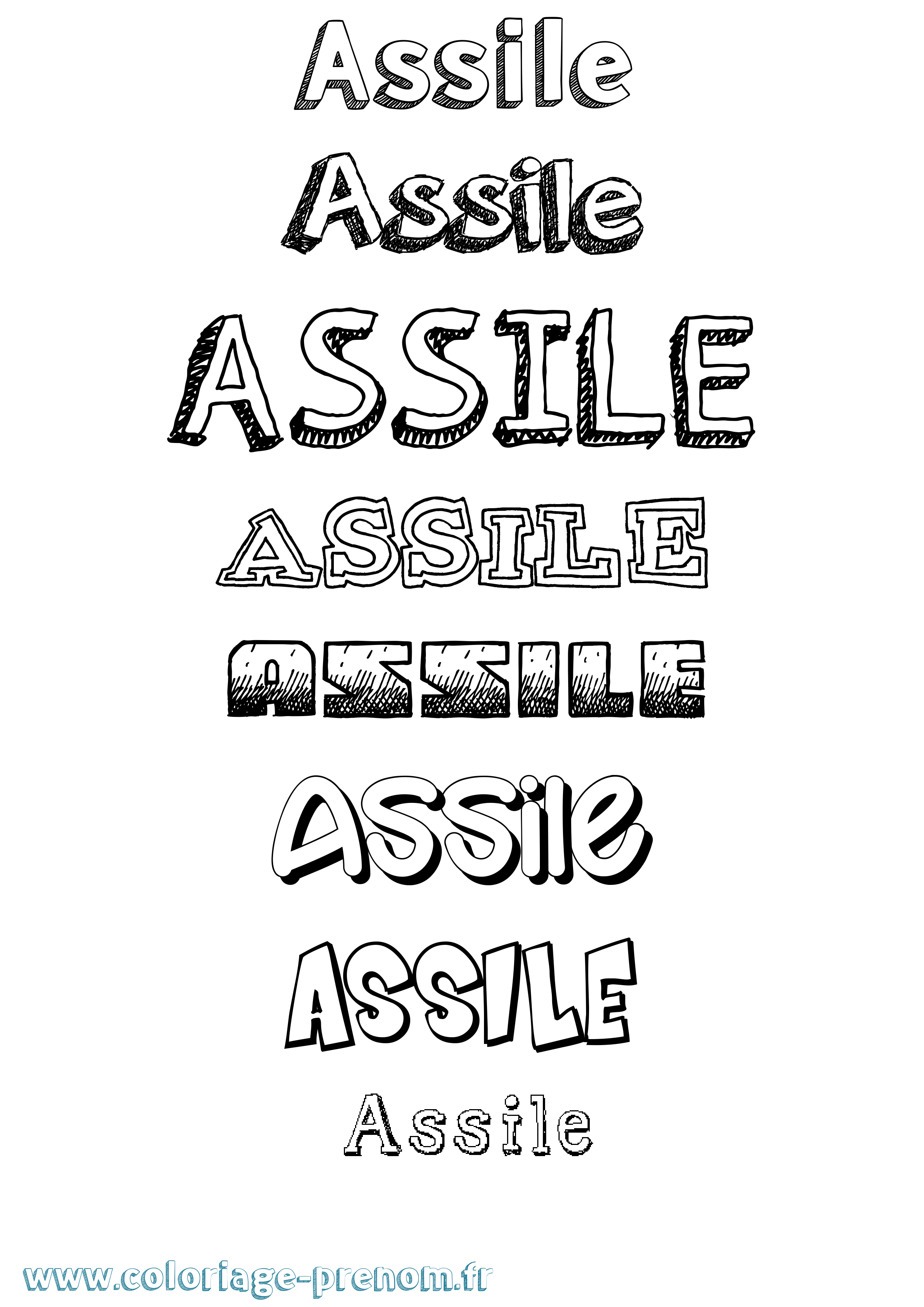Coloriage prénom Assile Dessiné